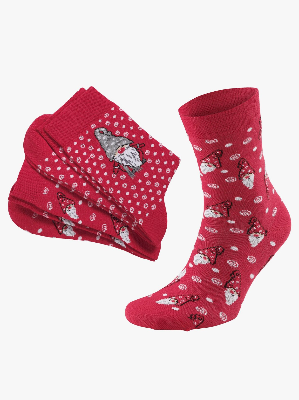 wäschepur Damen-Socken - rot-gemustert