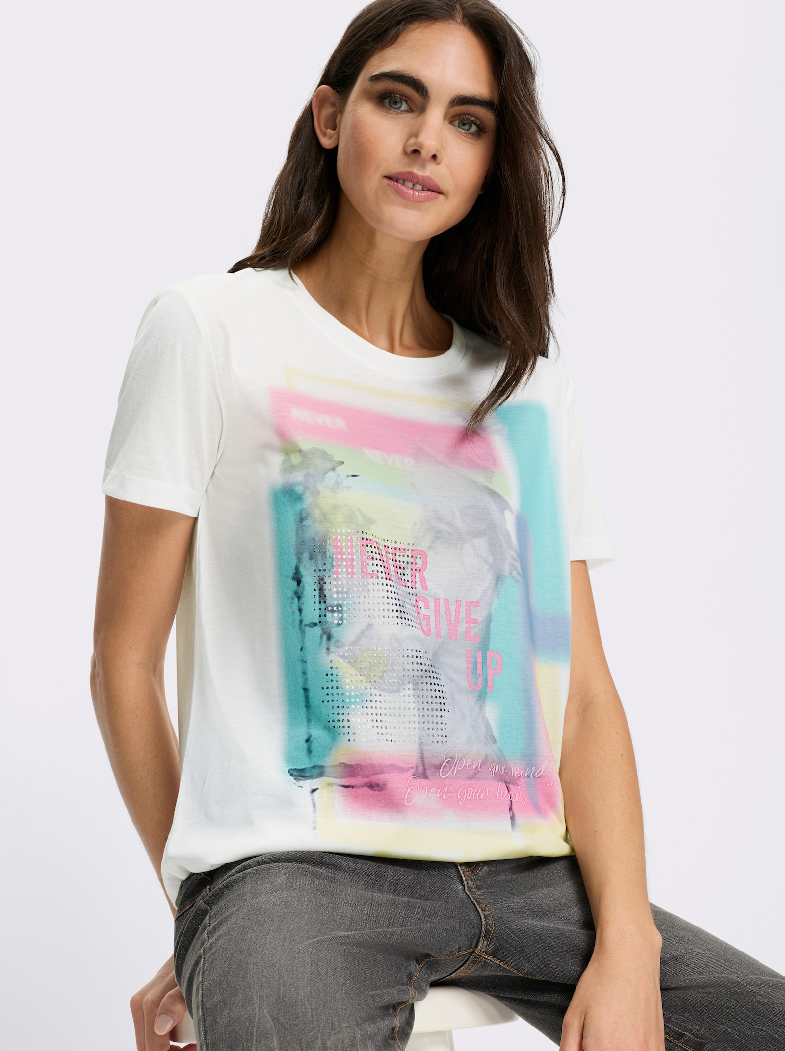 heine T-shirt lich transparant - ecru