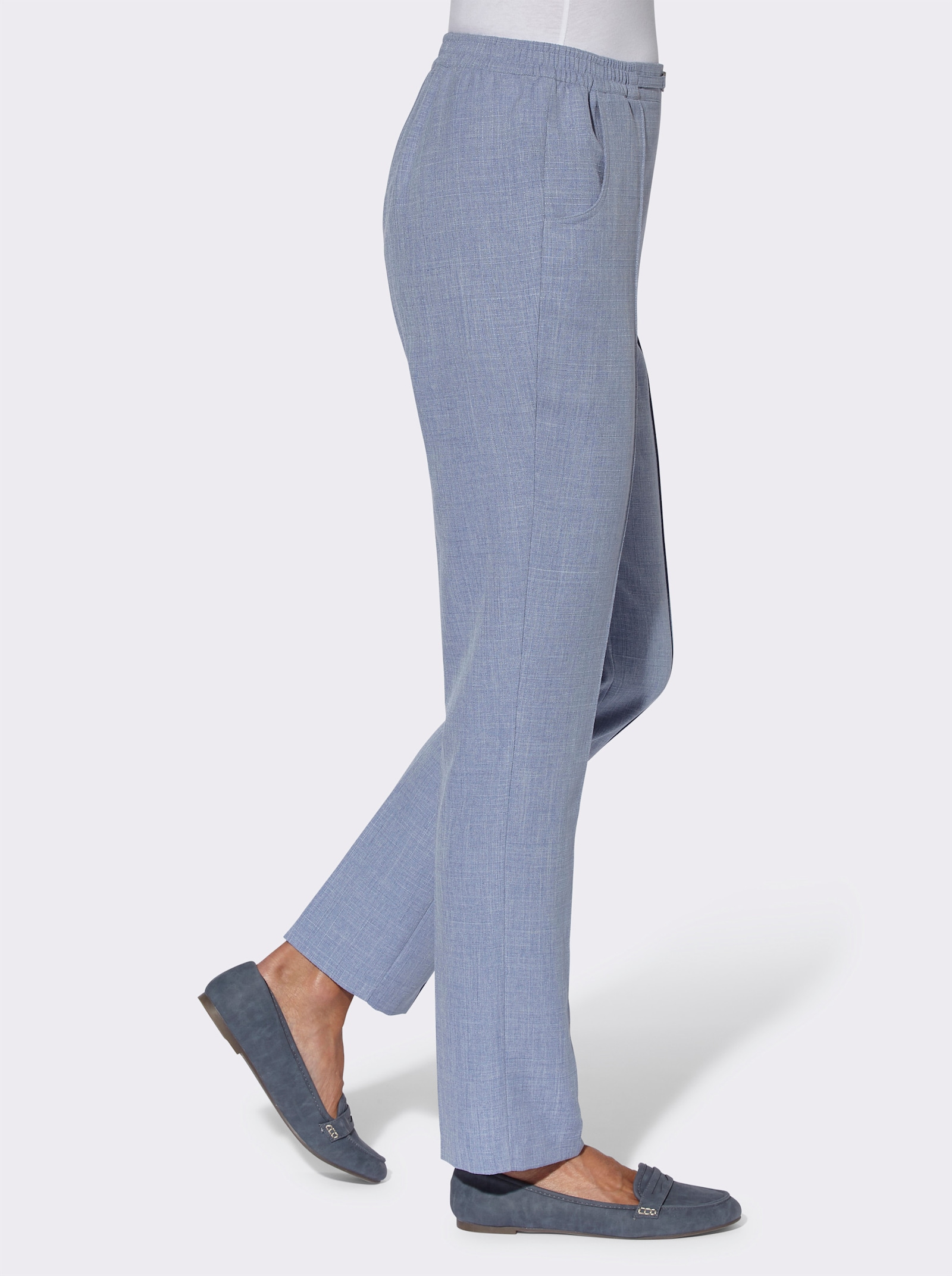 Schlupfhose mit Zierschnalle - taubenblau-meliert