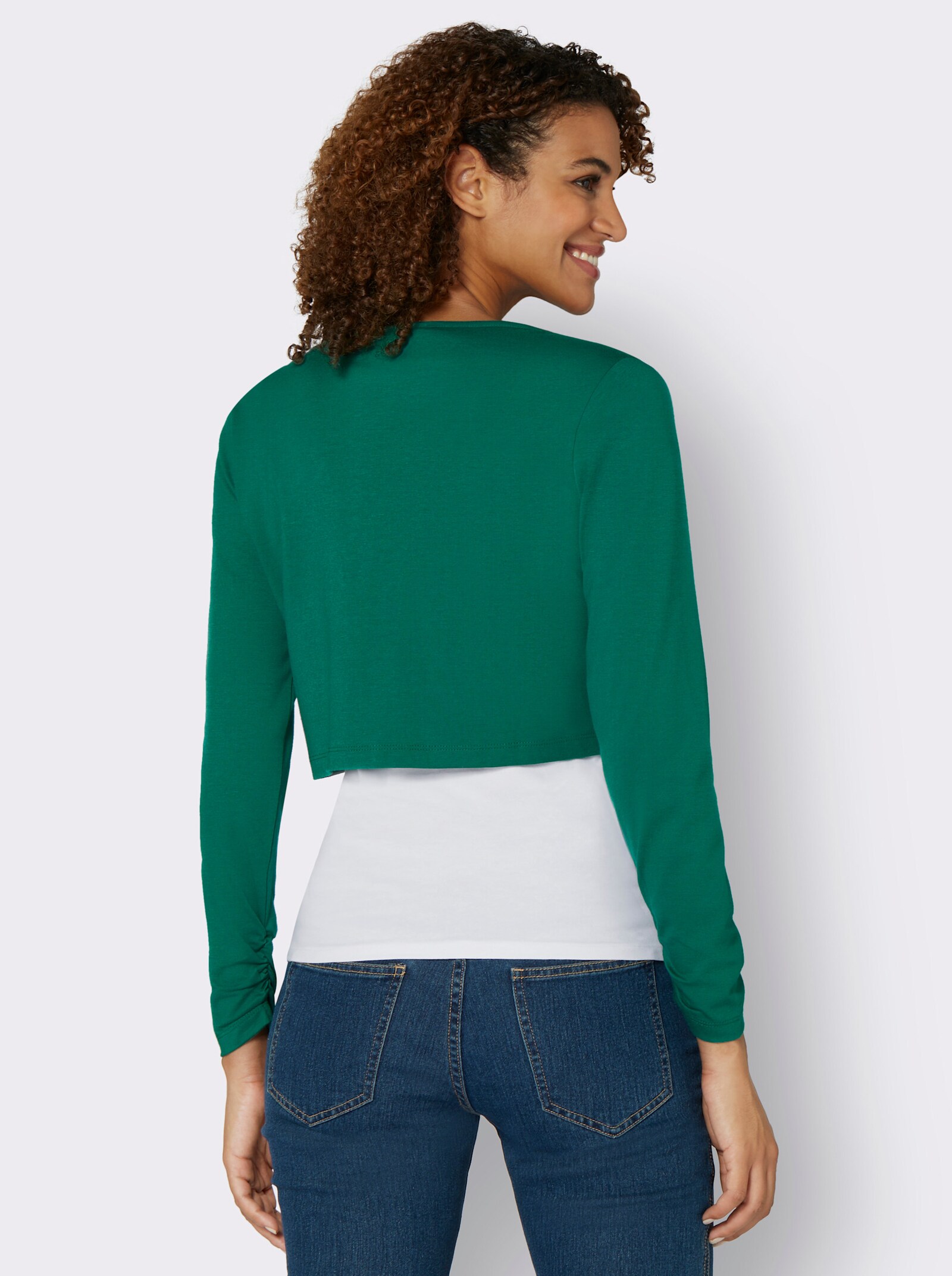 Úpletový kabátik, riasenie - zelená