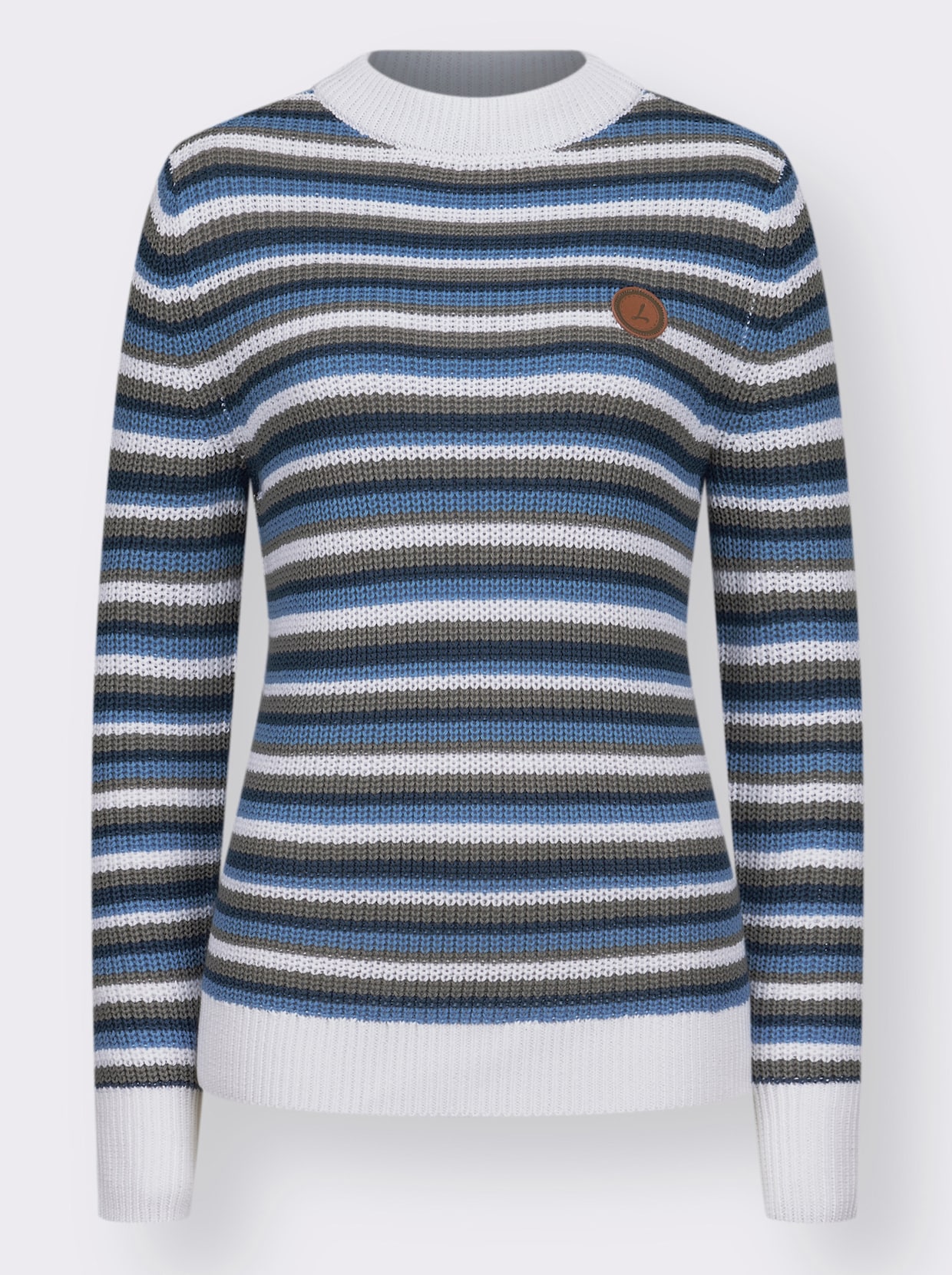 Pullover - jeansblau-grau-geringelt