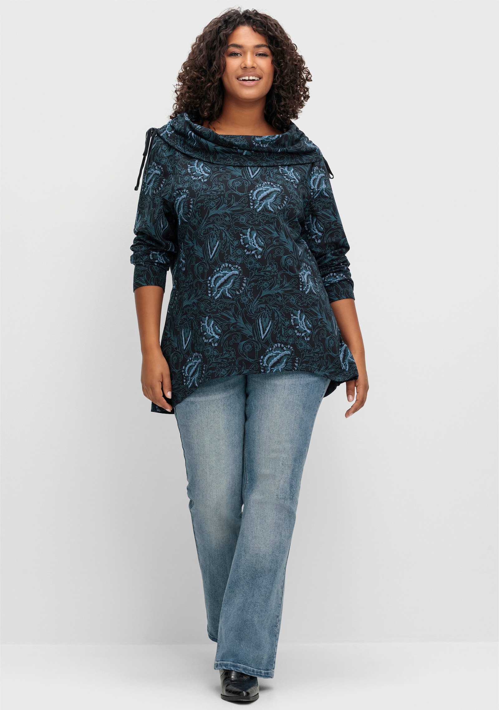 sheego by Joe Browns Sweatshirt - schwarz-bedruckt