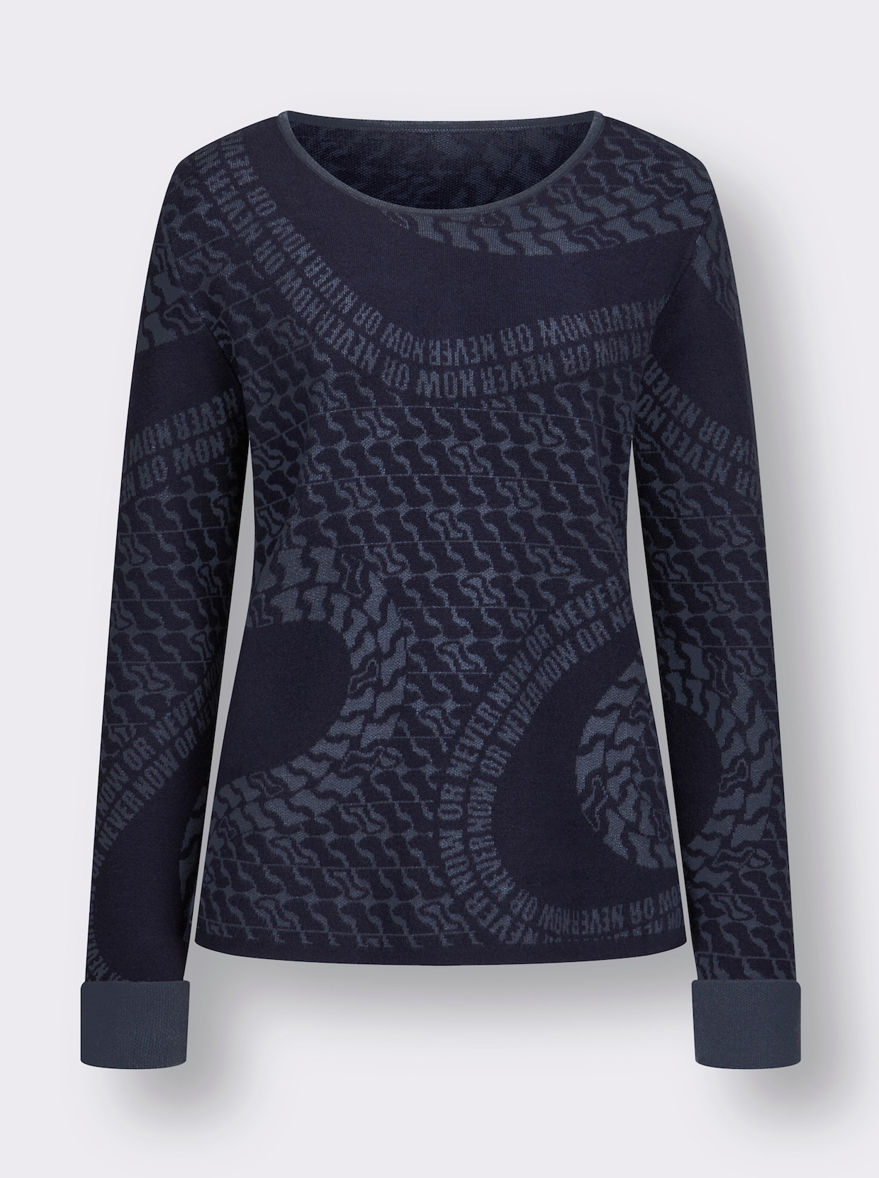 Jacquard-Pullover - marine-rauchblau-gemustert