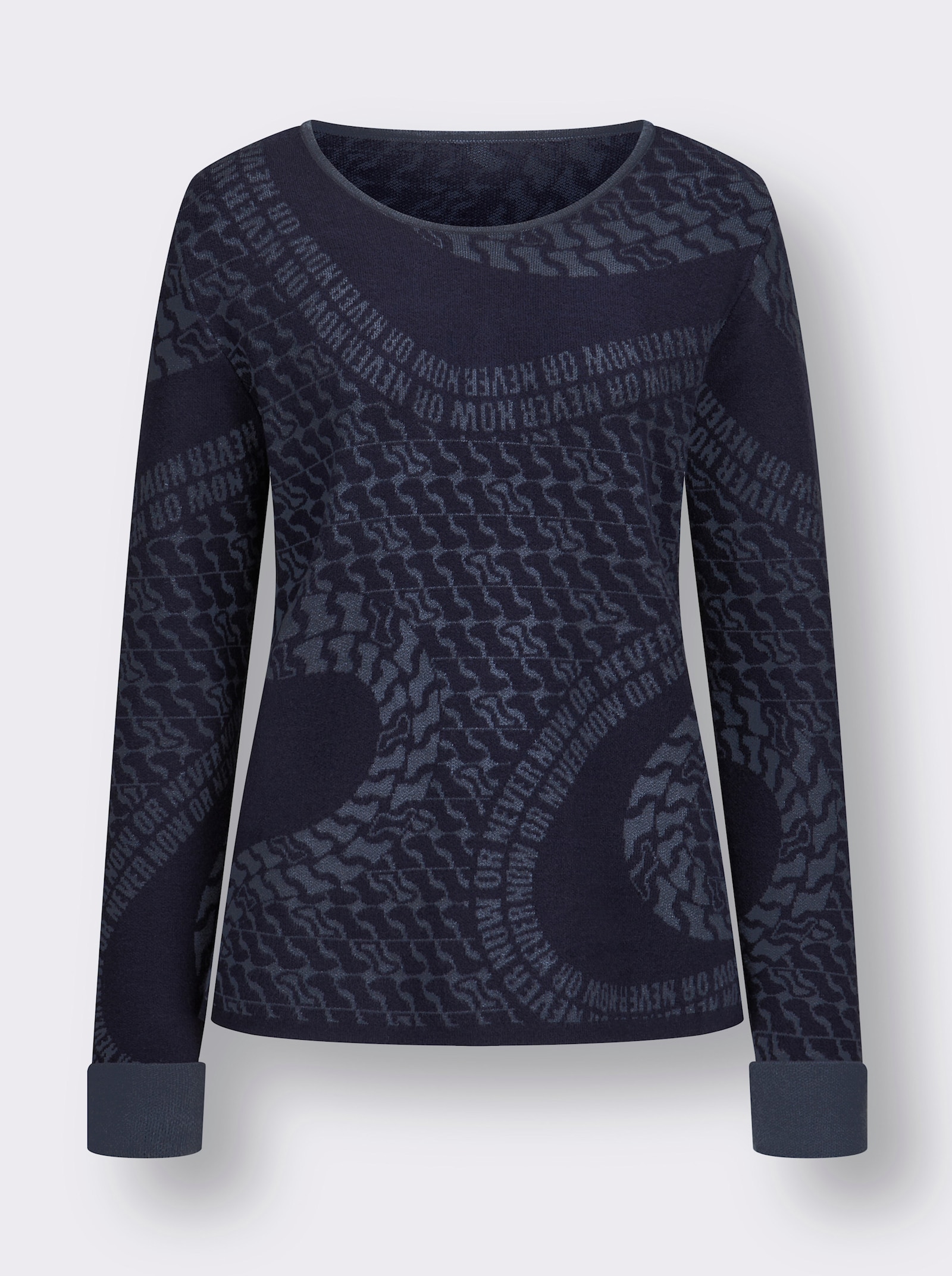 Jacquard-Pullover in weicher Qualität - marine-rauchblau-gemustert
