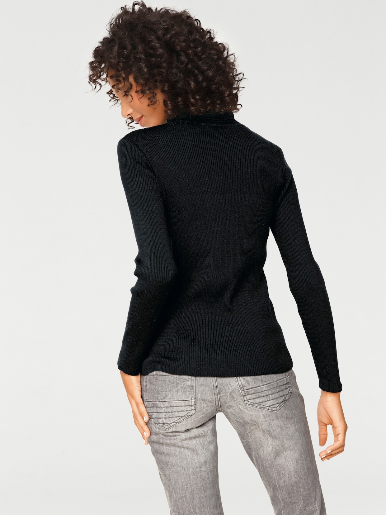 heine Pullover met opstaande kraag - zwart