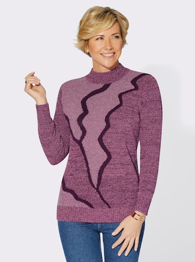 Stehkragenpullover - fuchsia-meliert