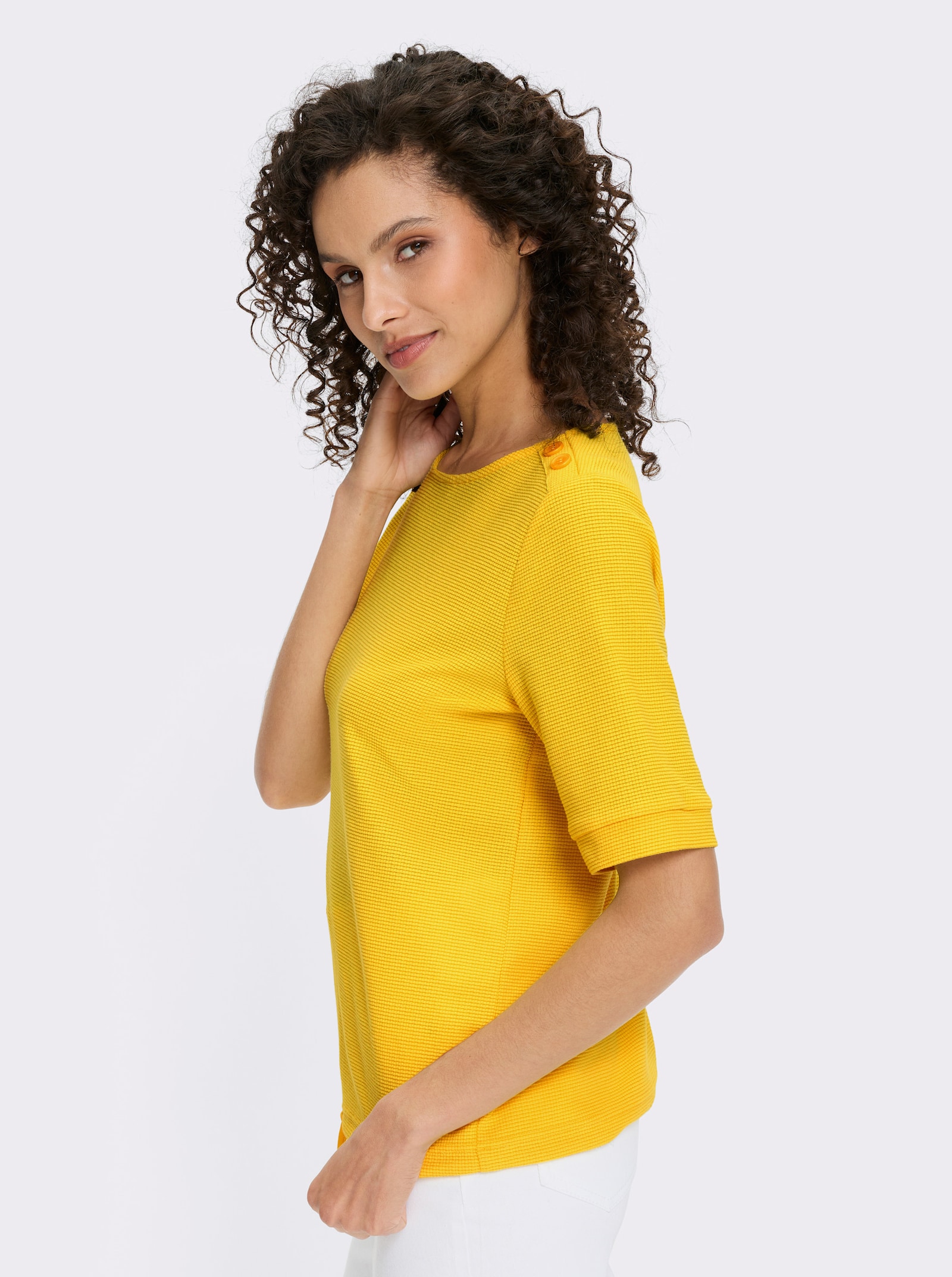 heine Kurzarmshirt aus Strukturware - sonnengelb