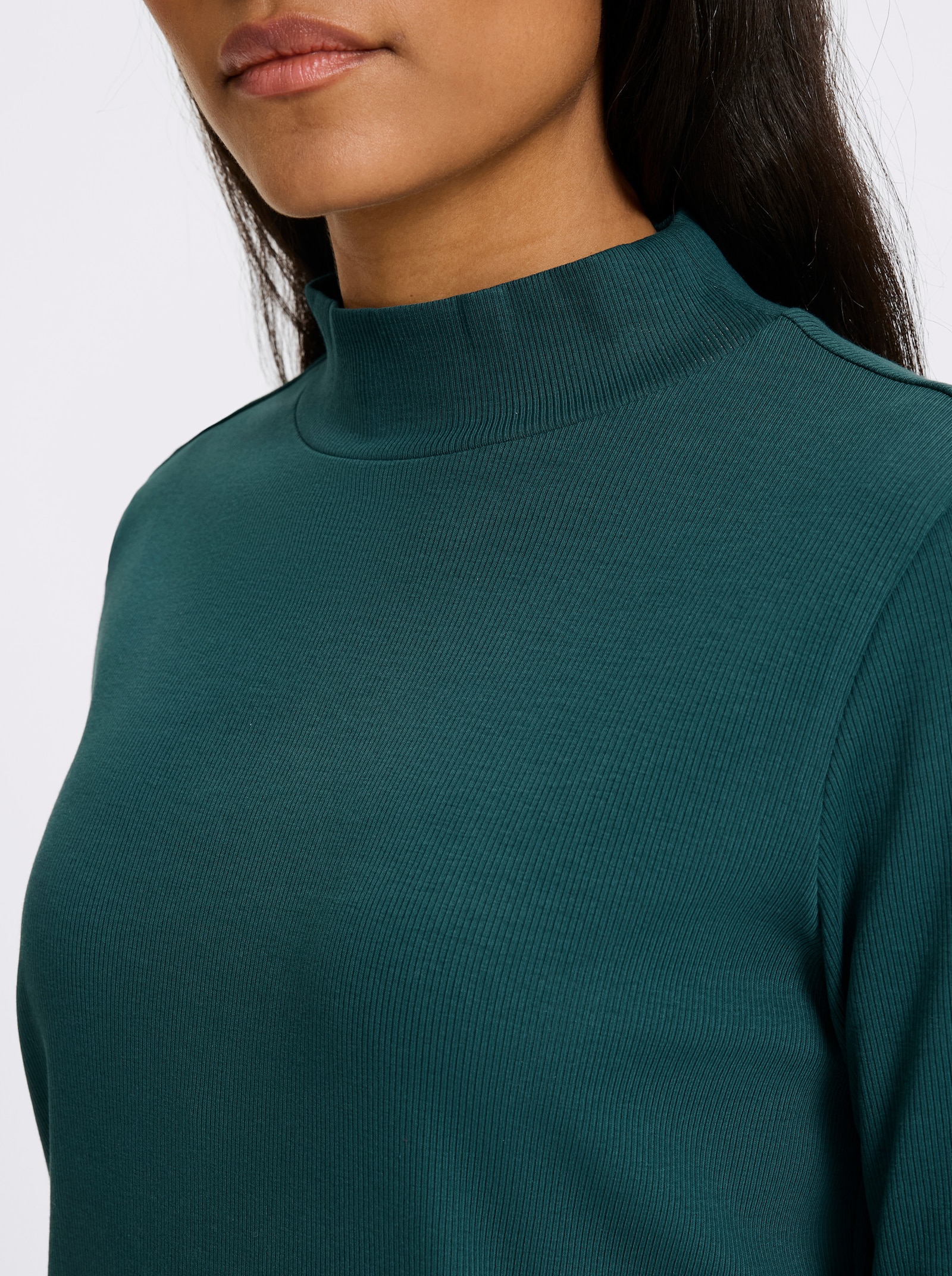 heine Stehkragenshirt in Feinripp-Qualität - petrol