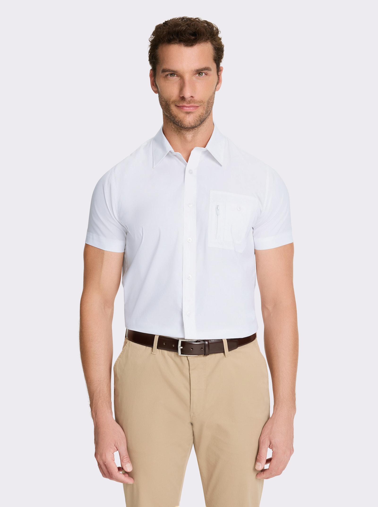 Marco Donati Kurzarmhemd mit Reissverschluss-Brusttasche - weiss