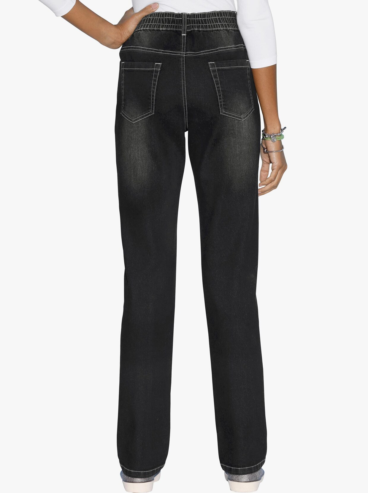 High-waist-Jeans - black-denim