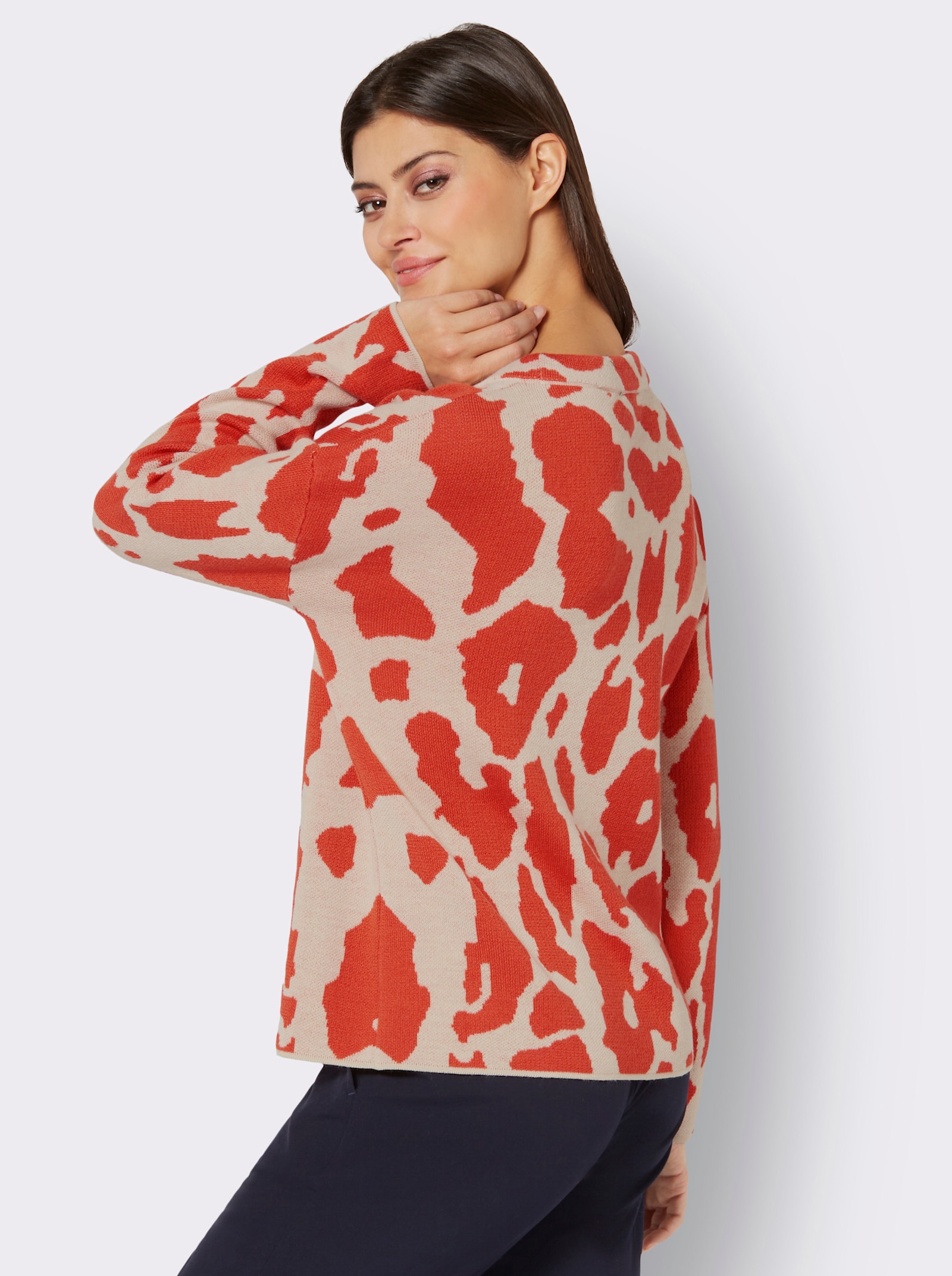  Jacquard-Pullover mit halsfernem Stehkragen - terra-sand