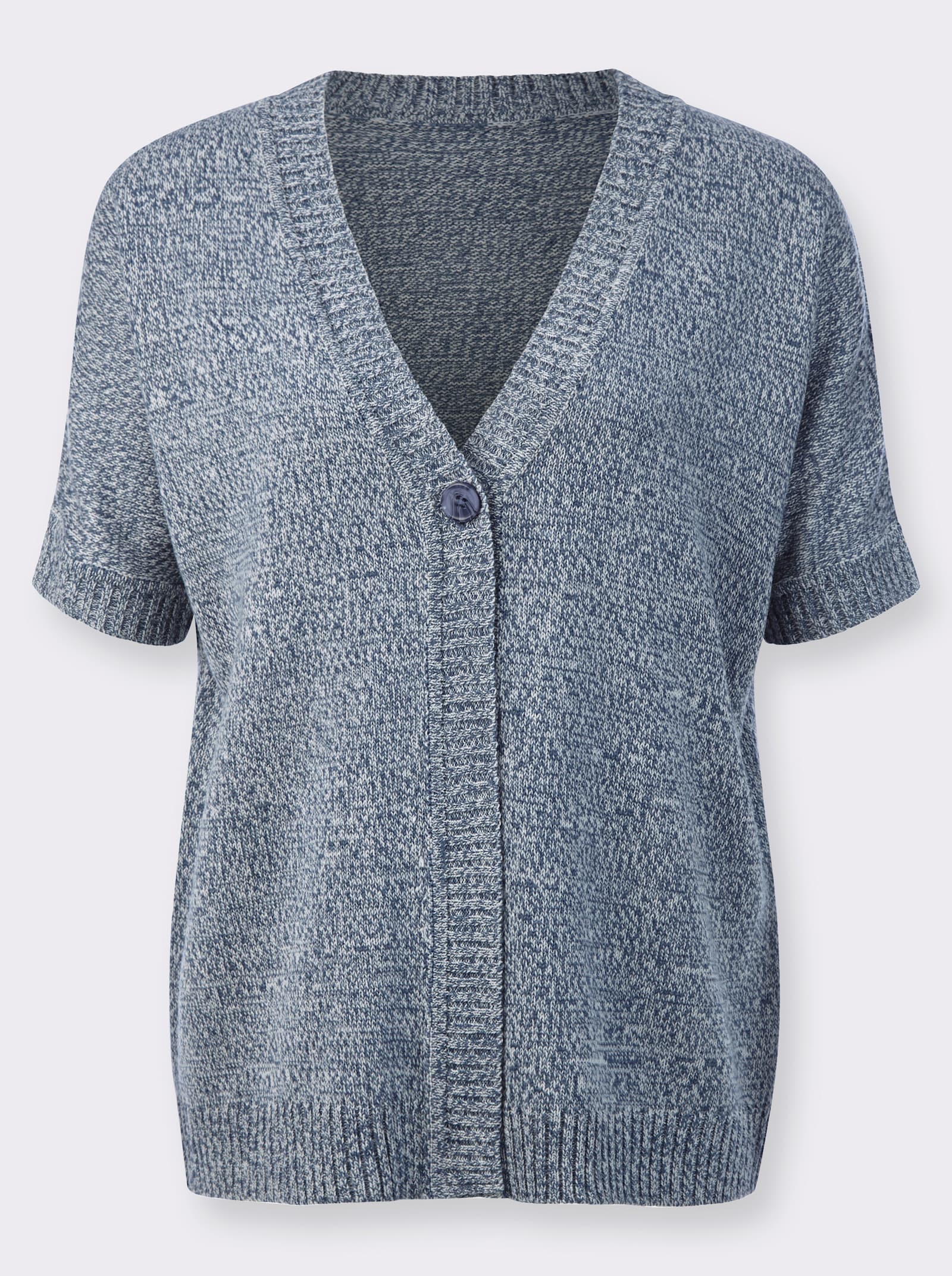 Strickweste in Melange-Optik - rauchblau-ecru-meliert