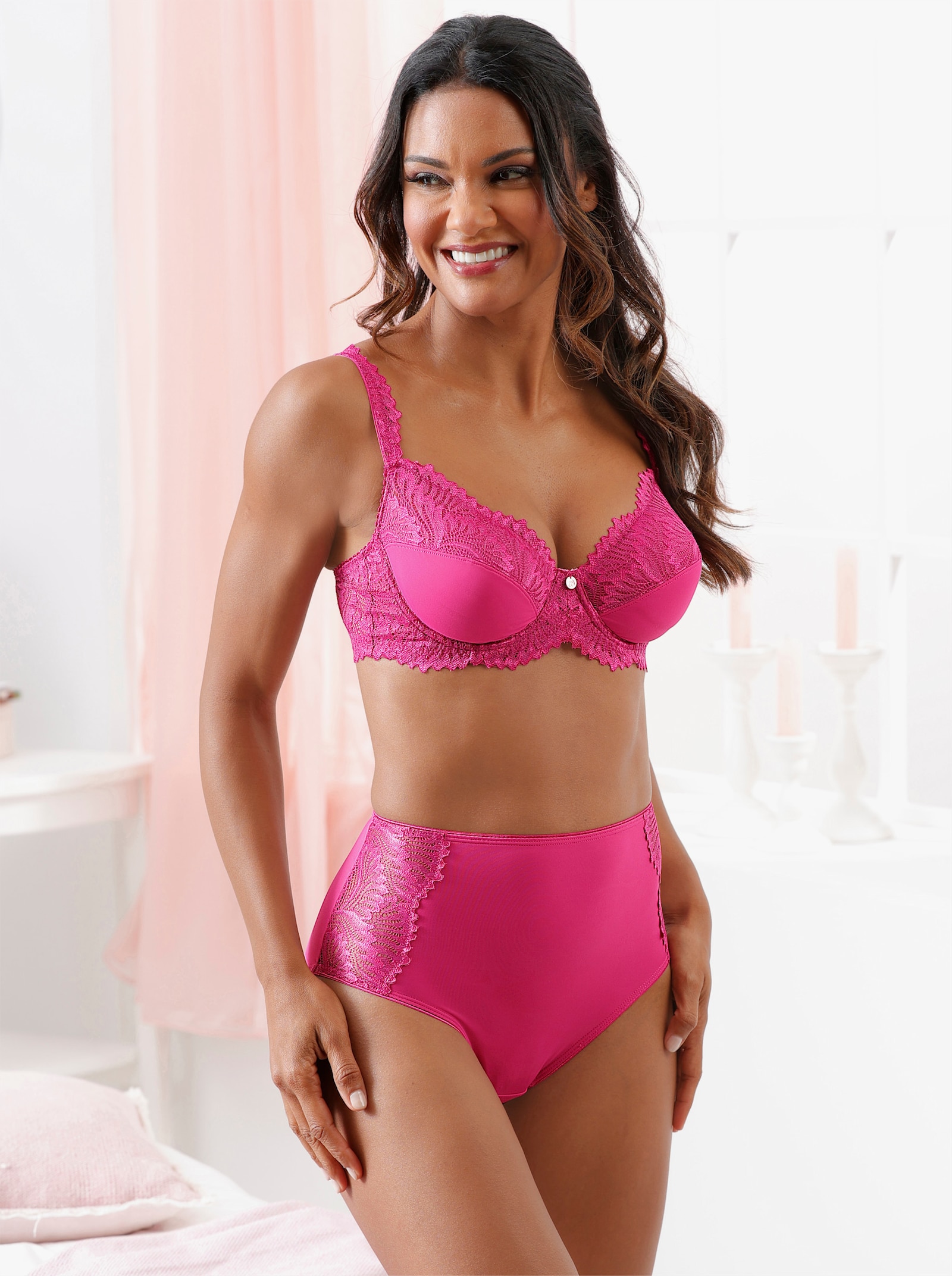 wäschepur Beugelbeha met elastisch kant - magenta