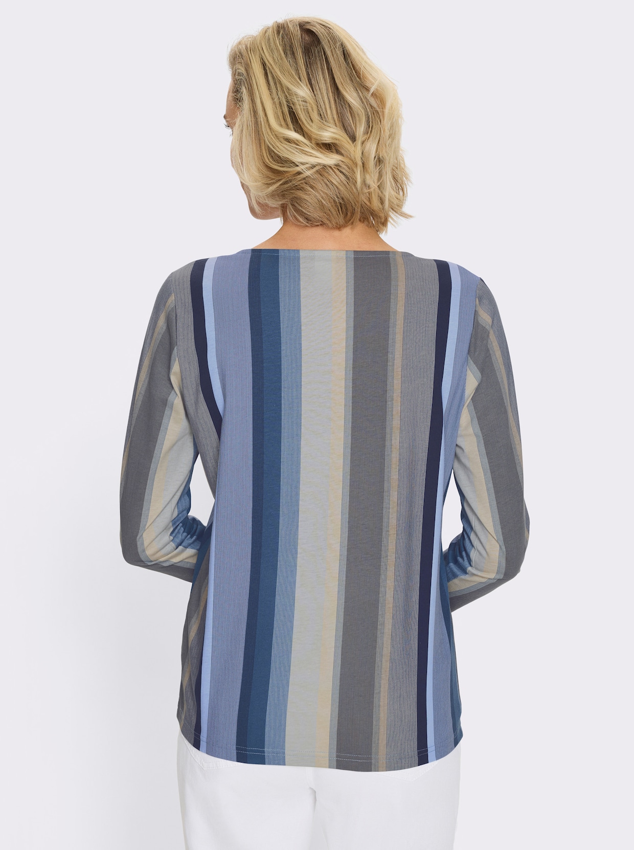 Shirt met lange mouwen in dessin met verticale strepen - jeansblauw/ijsblauw gestreept