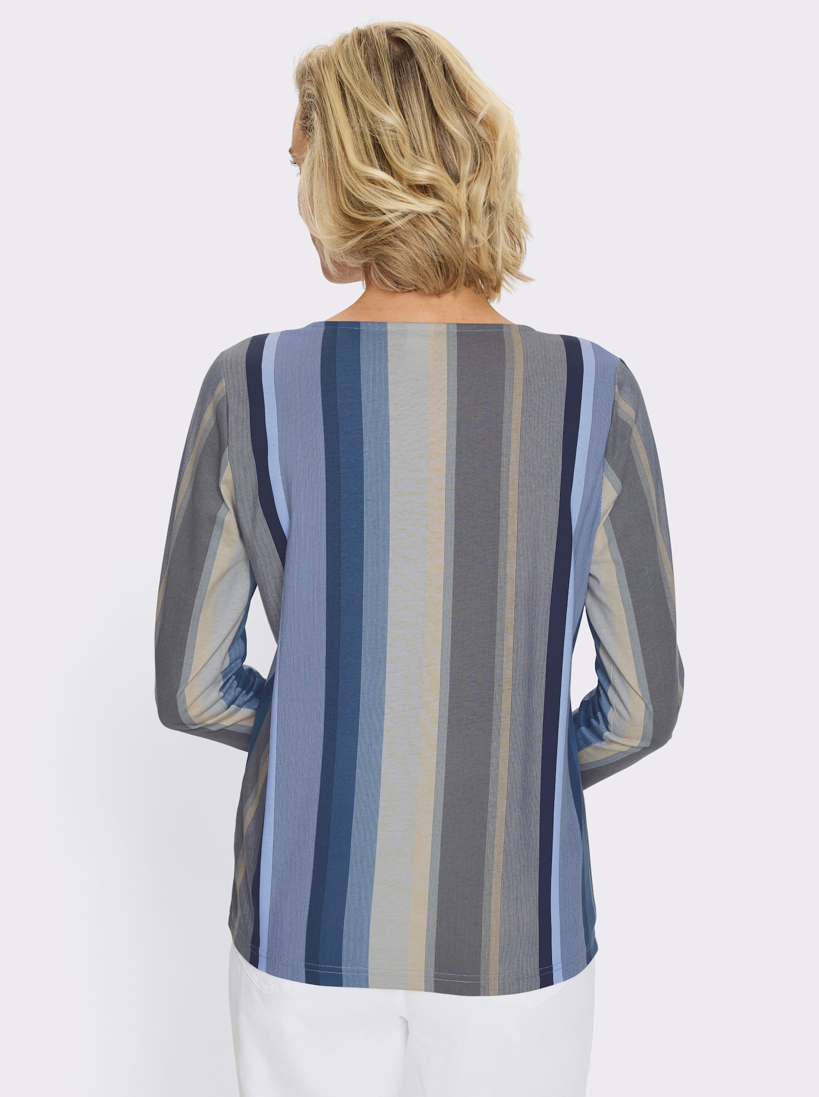 Shirt met lange mouwen in dessin met verticale strepen - jeansblauw/ijsblauw gestreept