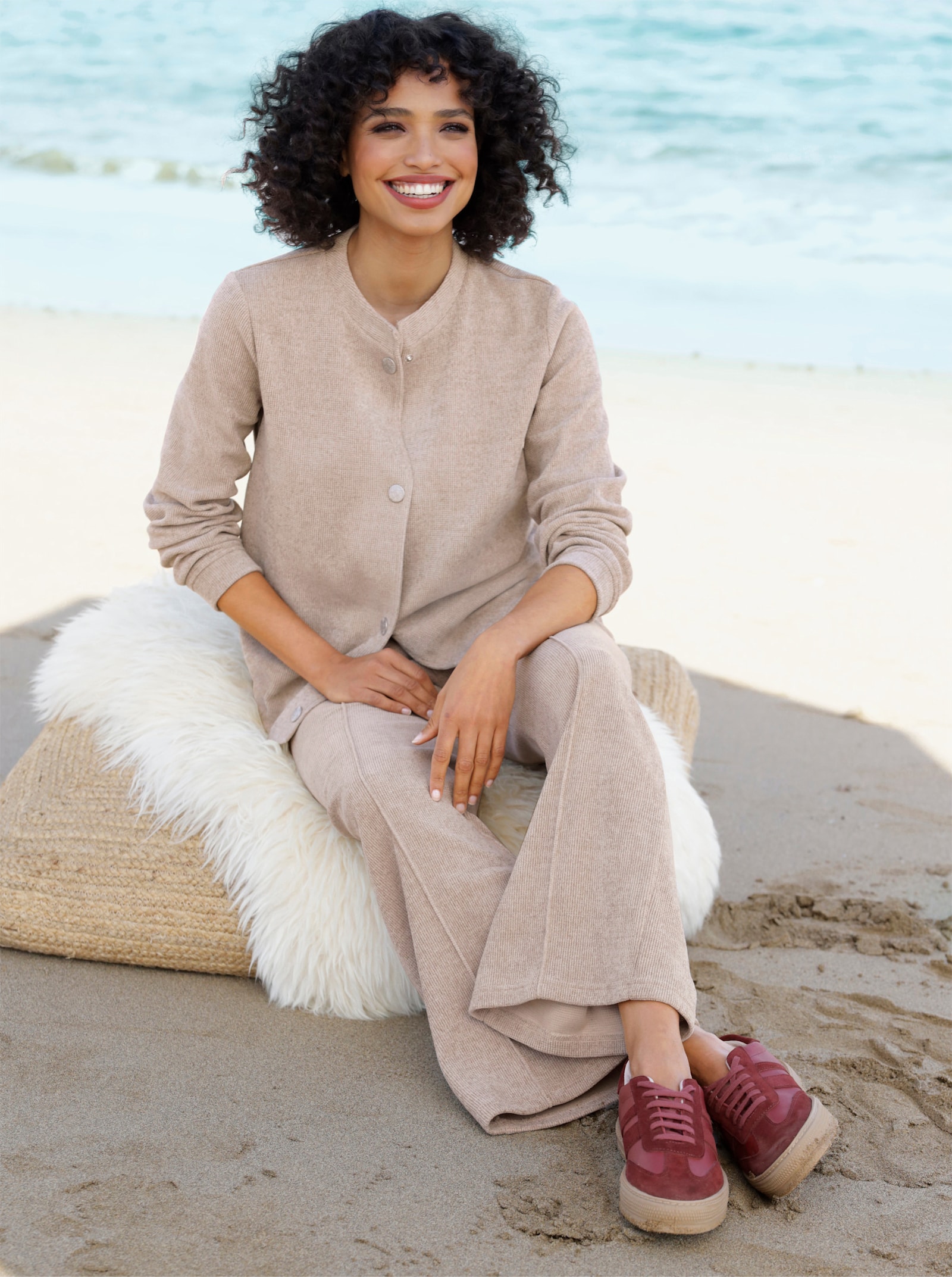 heine Jerseyhose aus Chenille - sesam