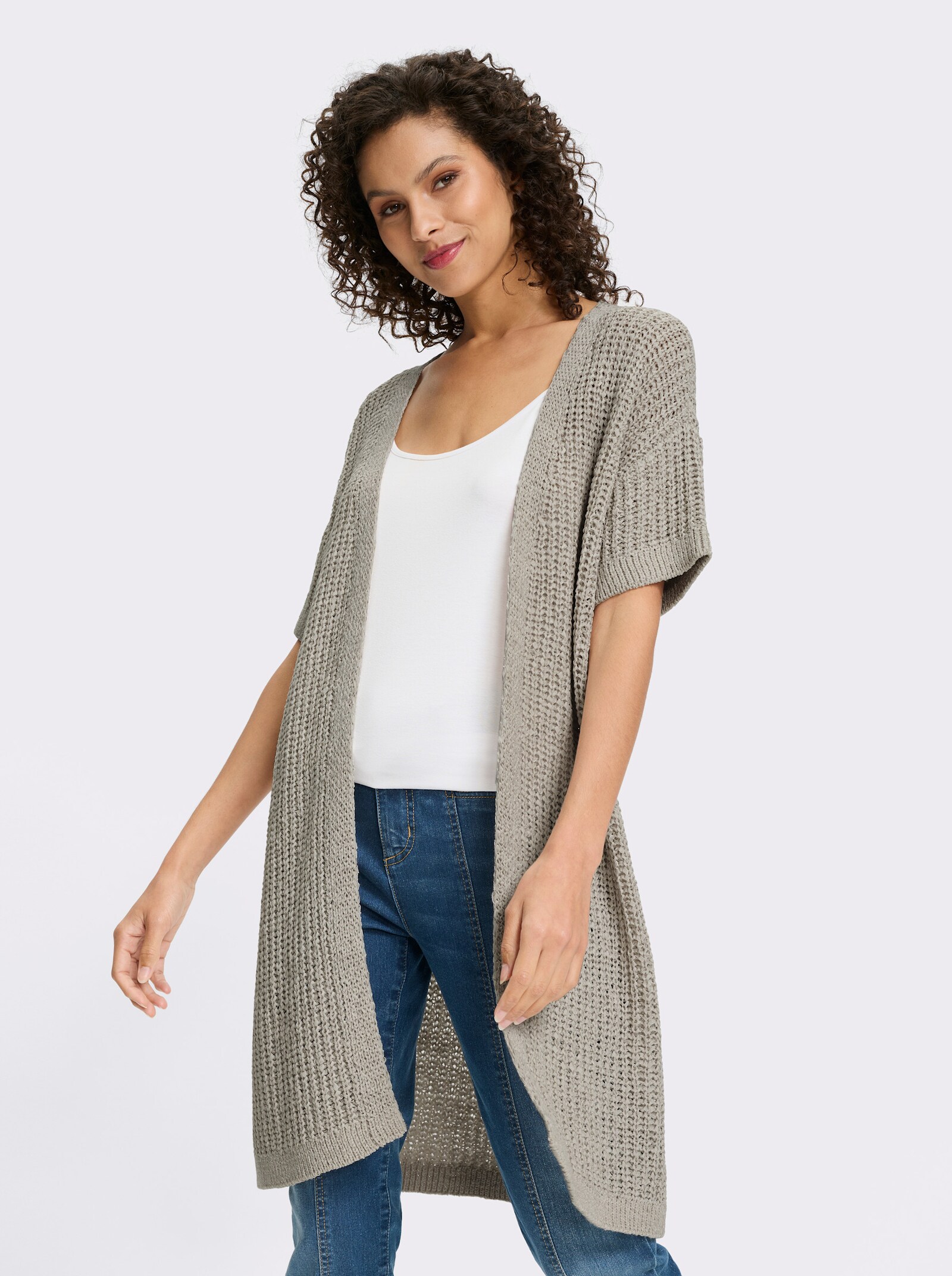 heine Cardigan aus Bändchengarn - hellgrau