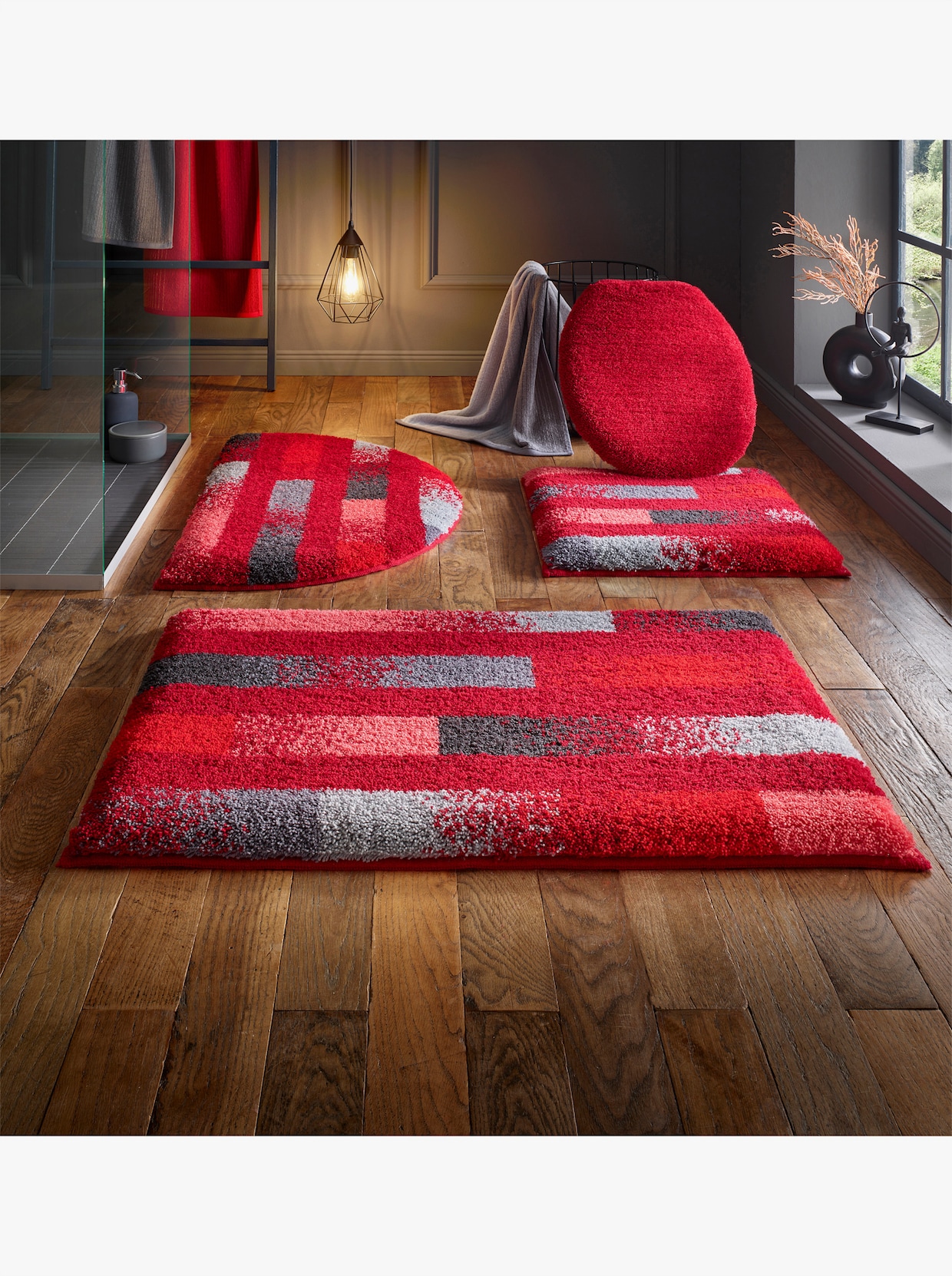 Grund Badematte - rot-grau