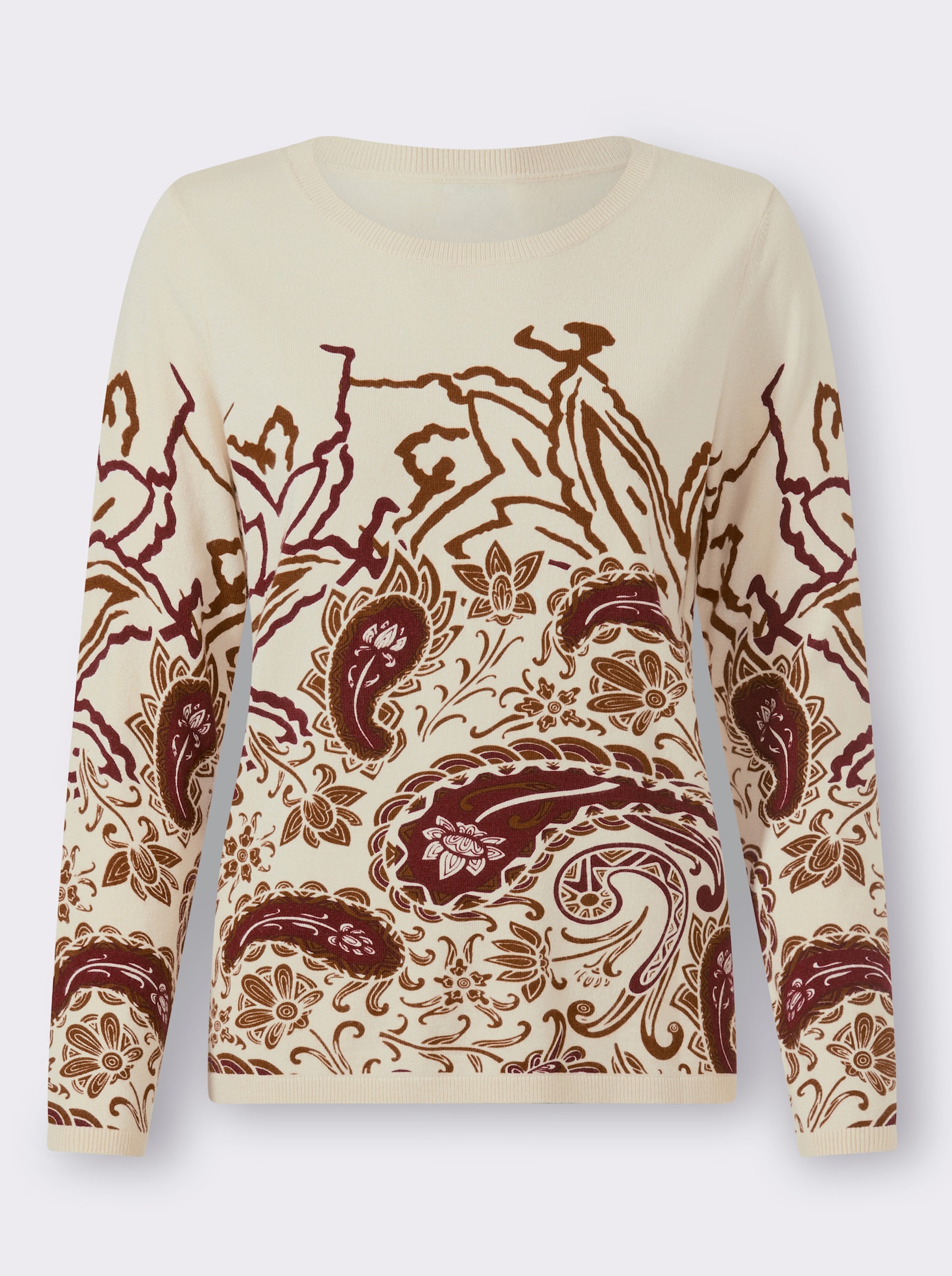 heine Pullover mit Paisley-Print - dunkelrot-champagner-bedruckt