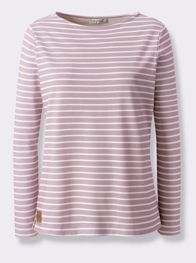 Sweatshirt - mauve-ecru-geringelt