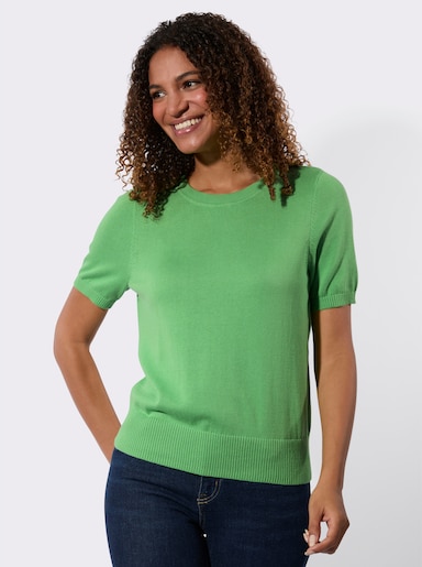 Baumwollpullover mit Ripp-Abschlüssen - apfel