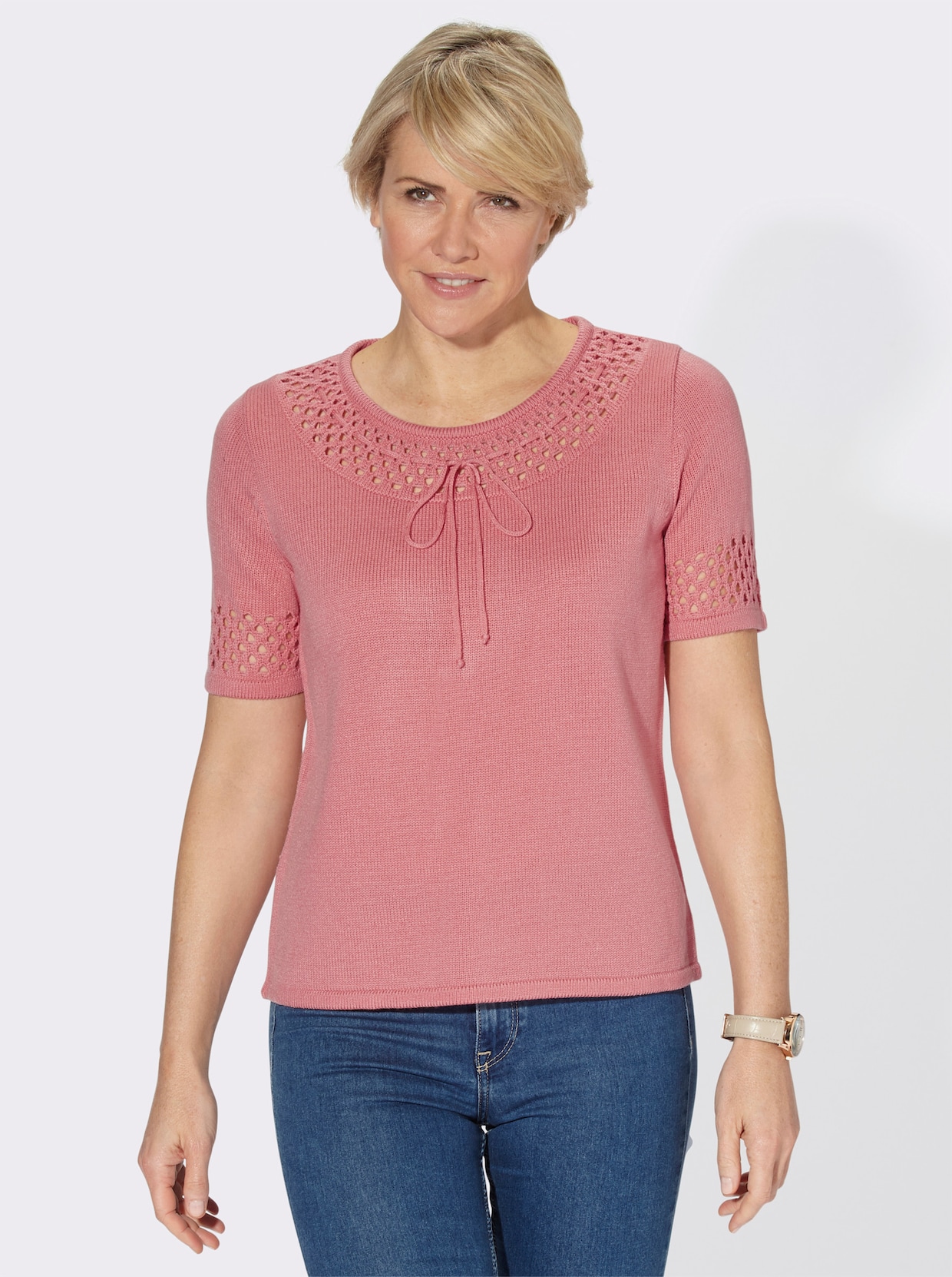 Pullover met ronde hals - flamingo