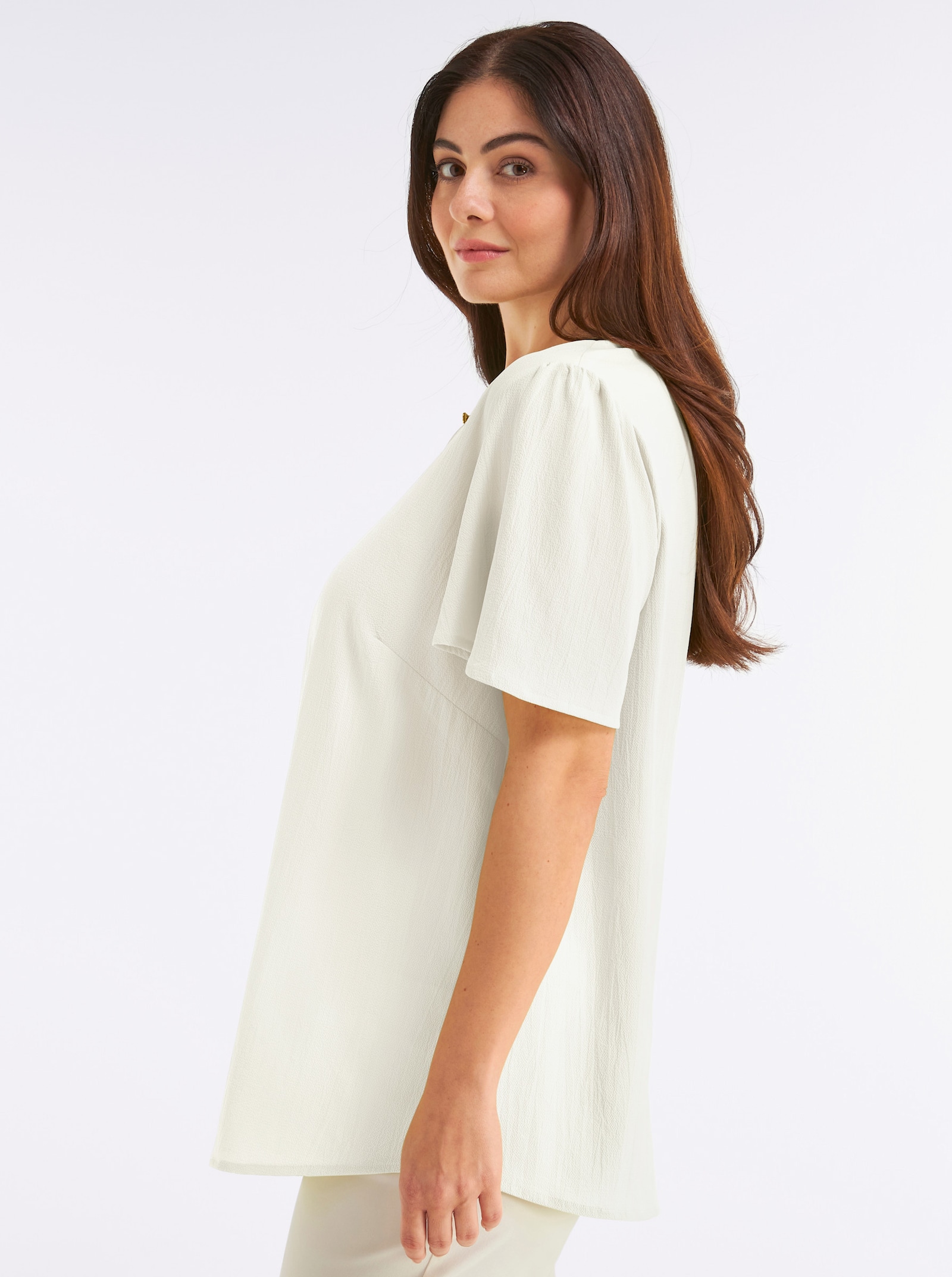 sheego Tunika mit Knopfverschluss - ecru