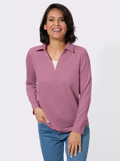 Poloshirt mit seitlicher Knopfleiste - malve-meliert