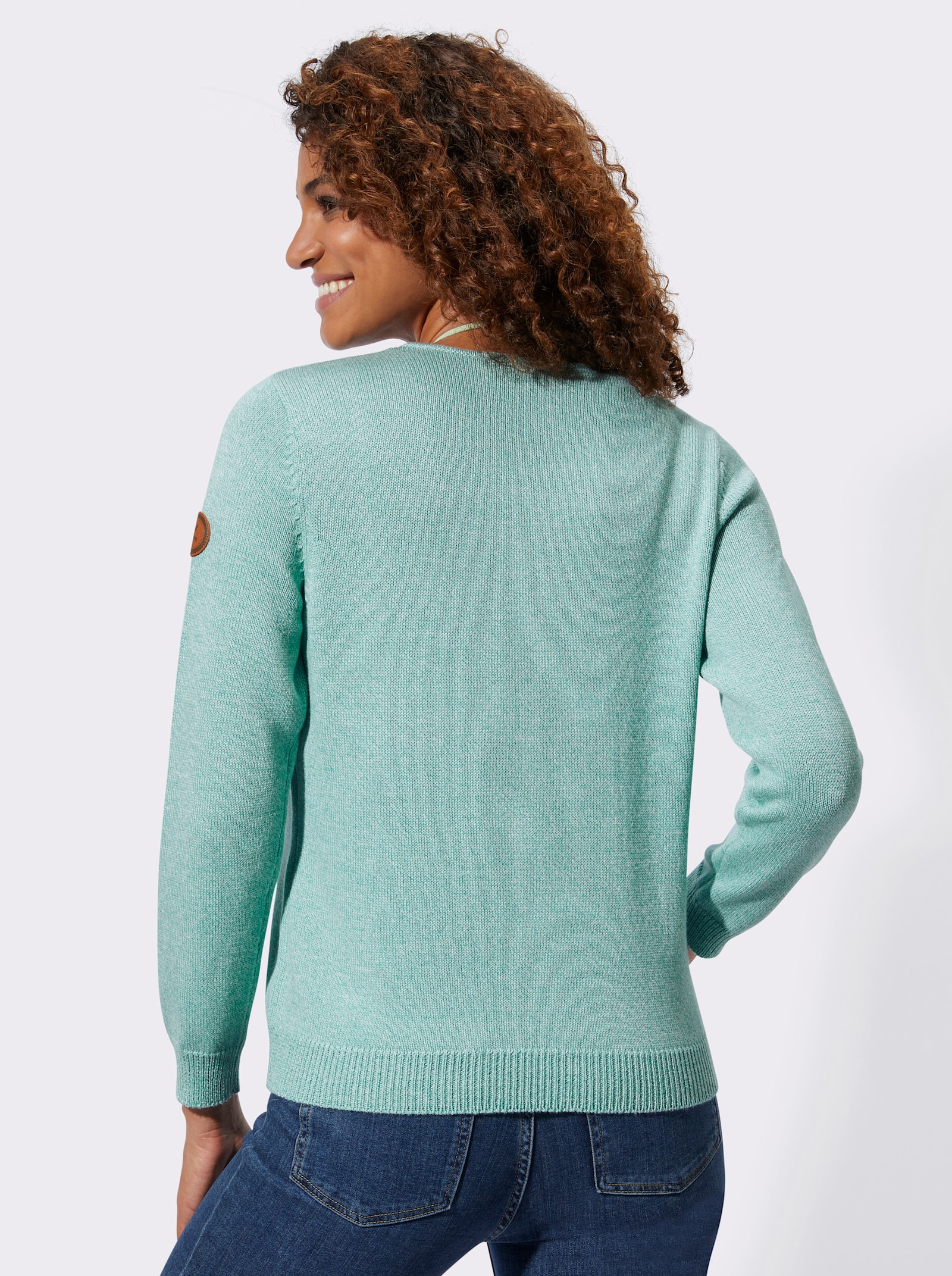 Pullover mit Ripp-Abschlüssen - salbei-meliert