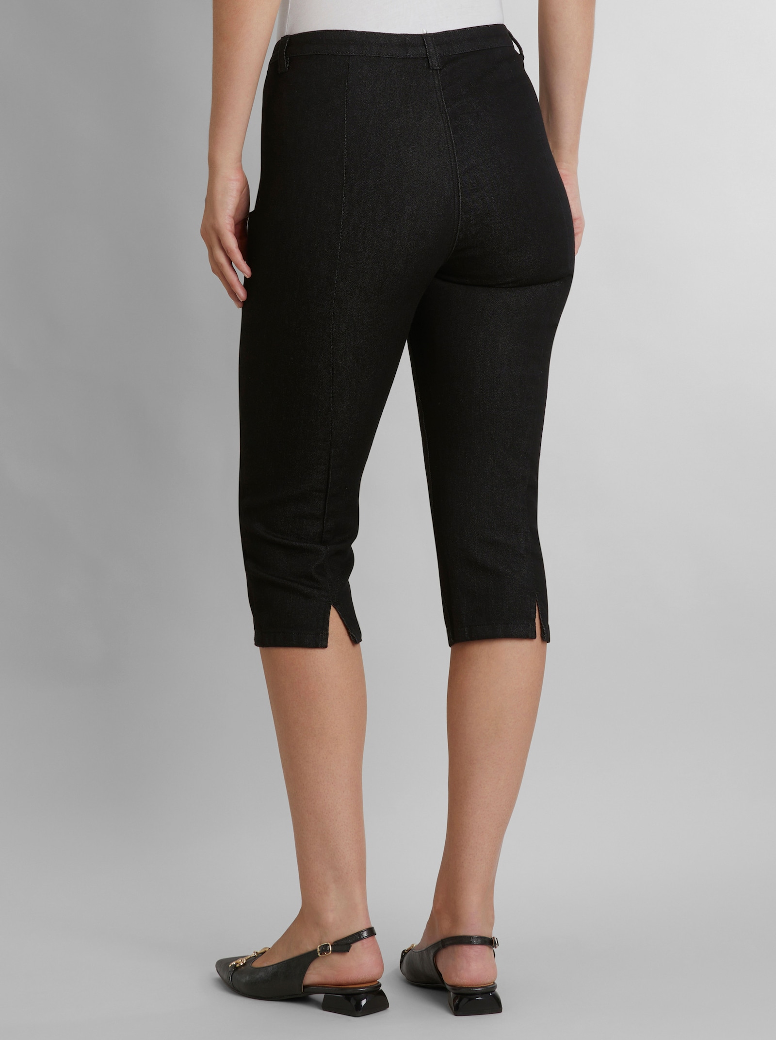 heine Caprijeans mit Seitenschlitzen - schwarz