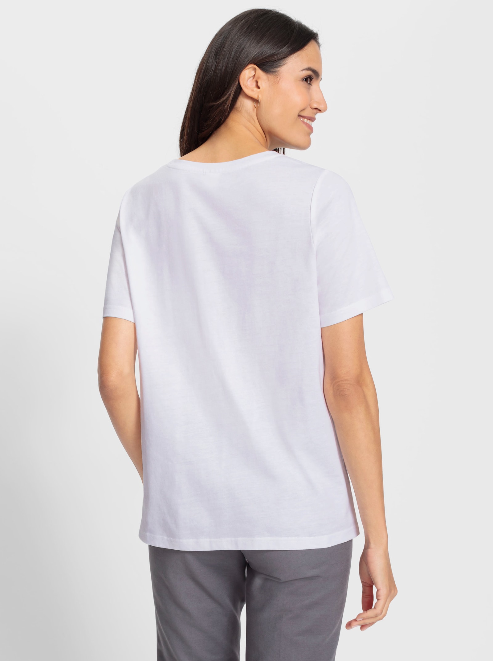 Kurzarmshirt in dezenter A-Form - weiss