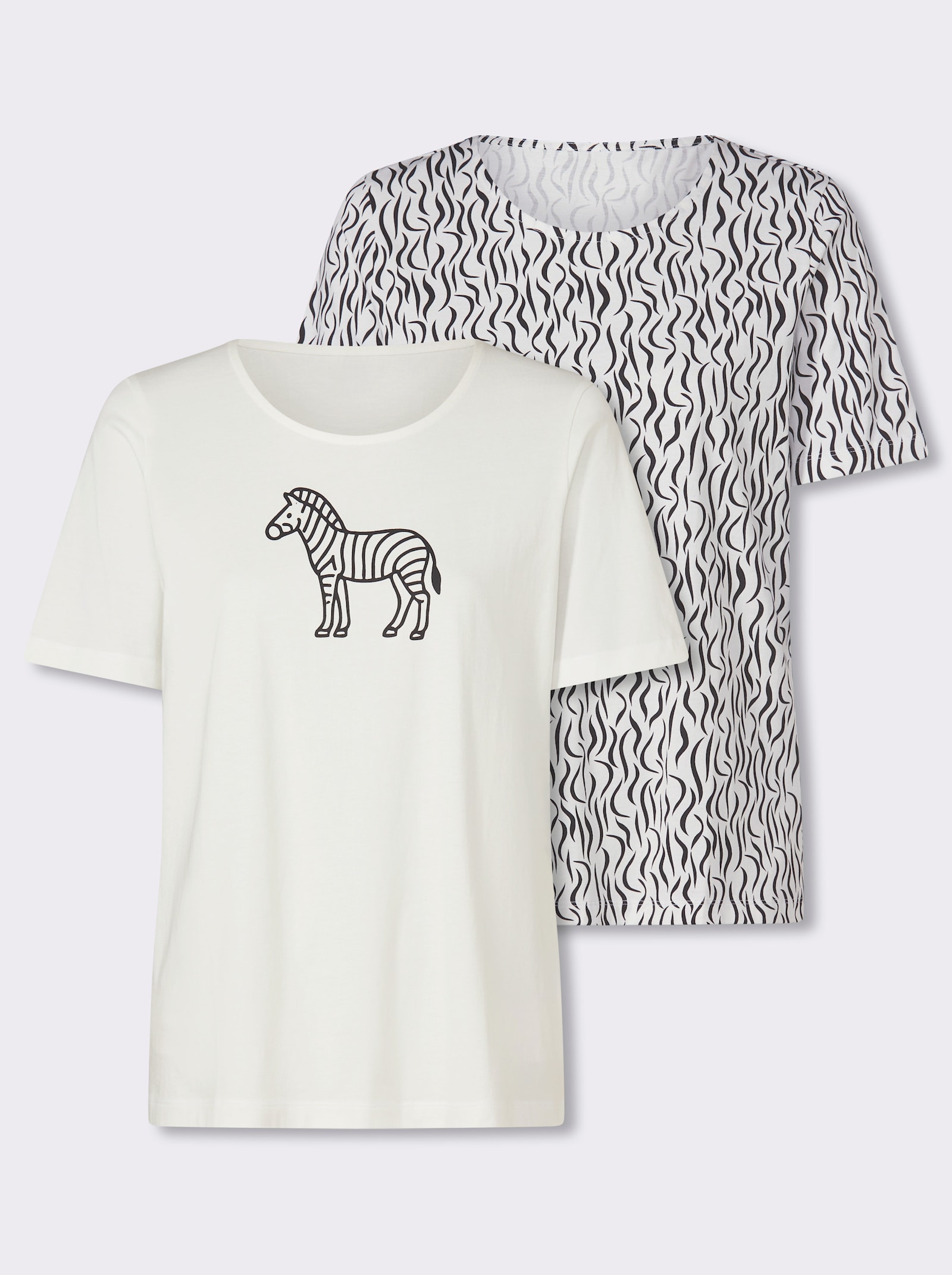 Shirts (2 stuks) - ecru + ecru/zwart bedrukt