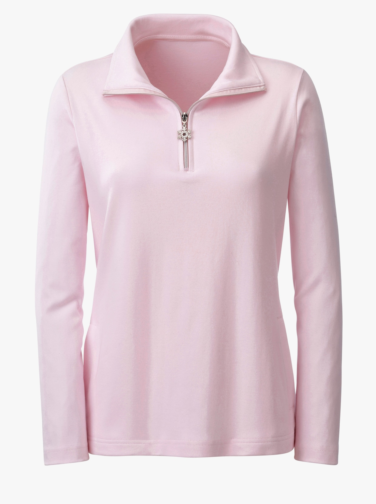 Langarmshirt mit Schneeflocken-Anhänger - rosé