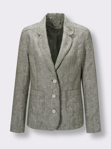 CREATION L PREMIUM Leinenblazer mit Reverskragen - khaki-weiss-meliert