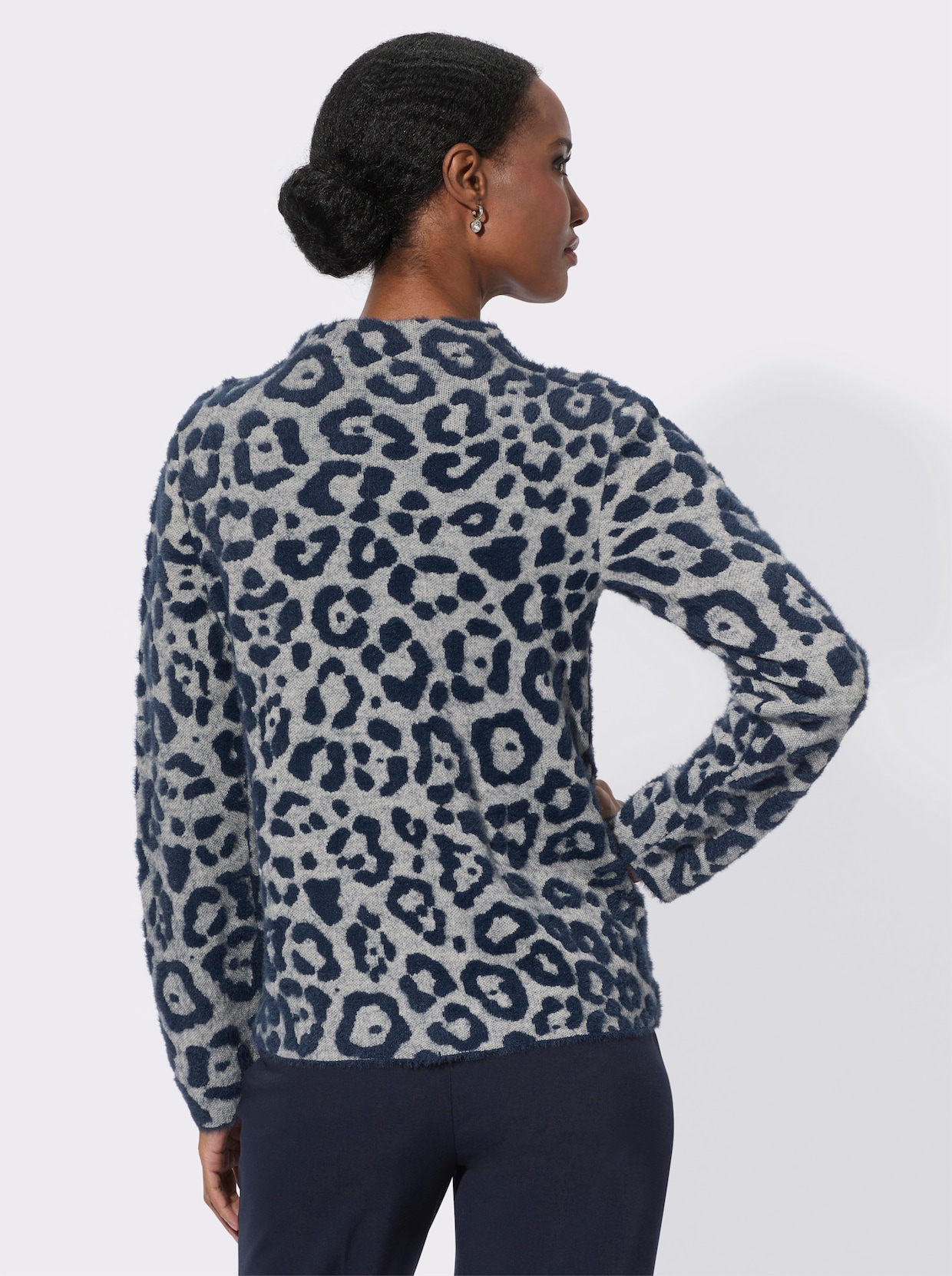 Langarm-Pullover - sand-marine-gemustert