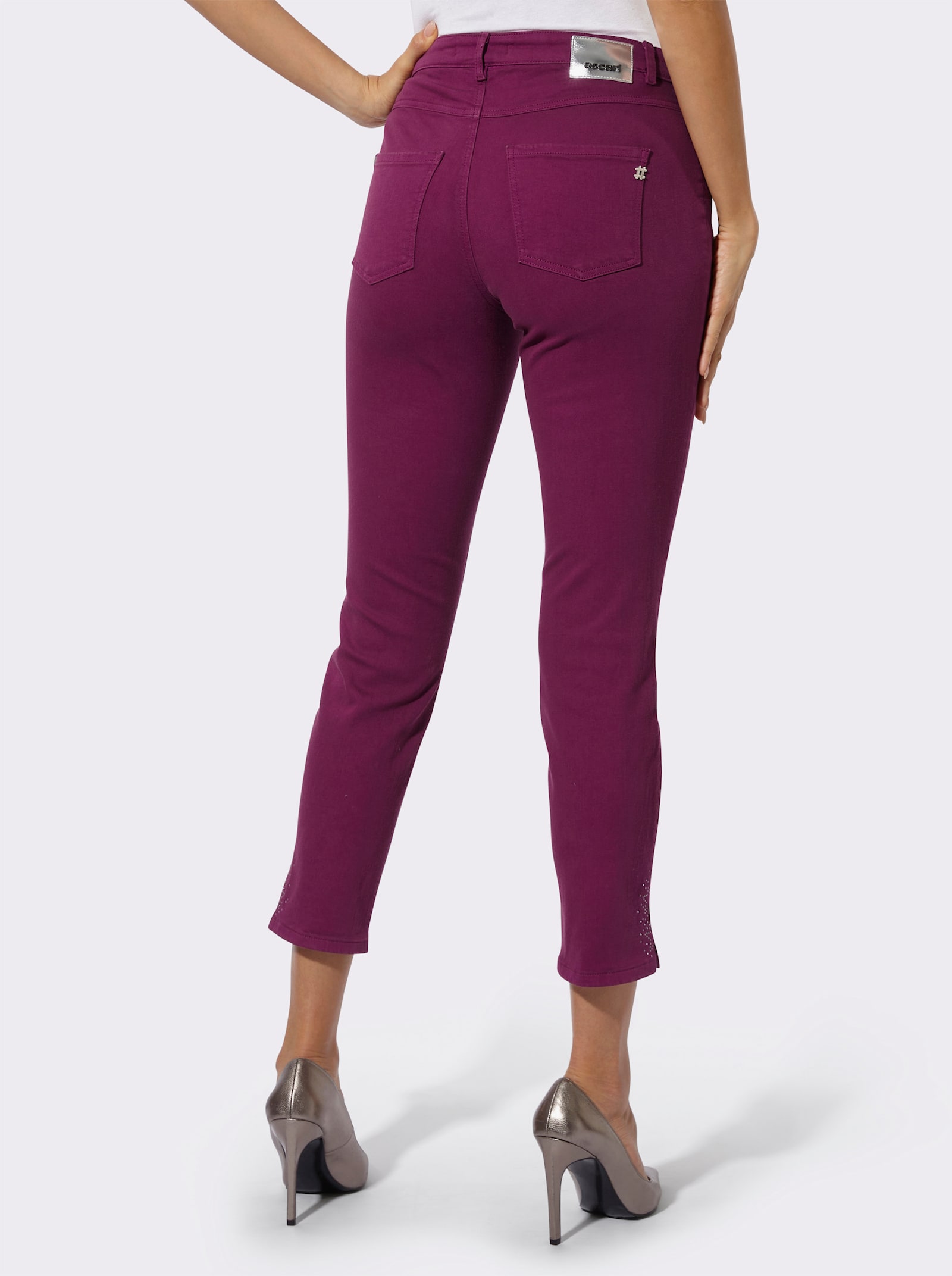 Ascari 5-Pocket-Jeans mit Glitzersteinchen - malve
