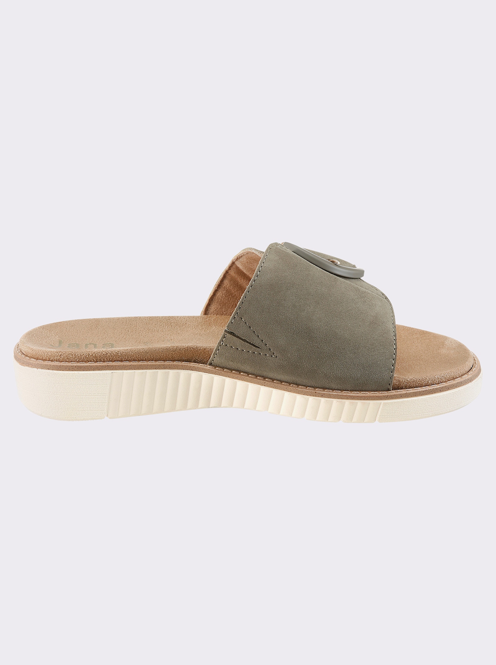 Jana Pantolette mit Veloursleder - eucalyptus