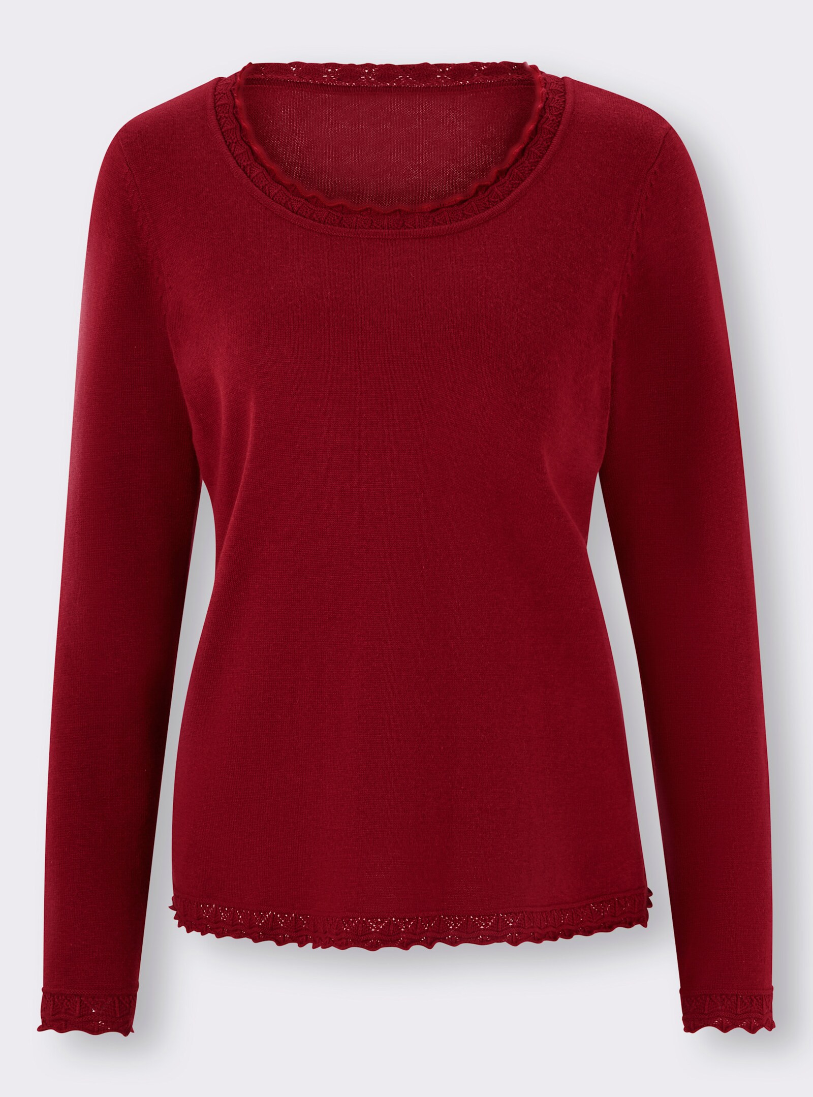 heine Ajourpullover im Viskose-Baumwoll-Mix - dunkelrot