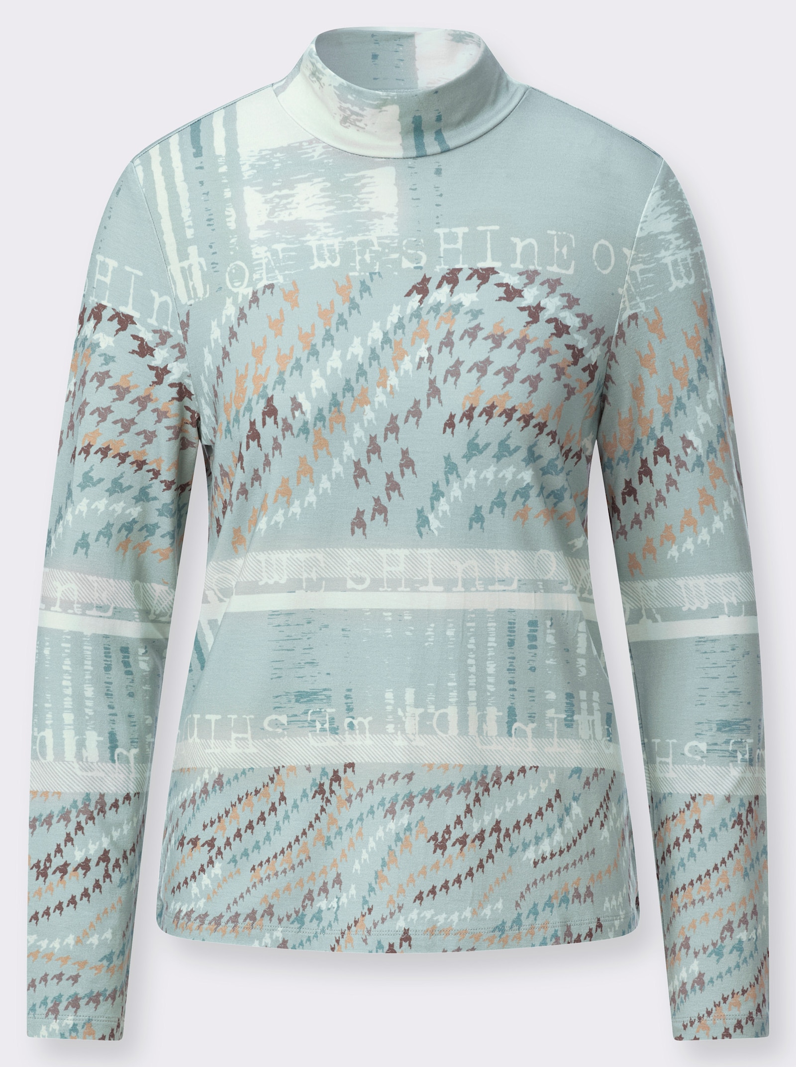 Stehkragenshirt - kalkmint-zartmint-bedruckt