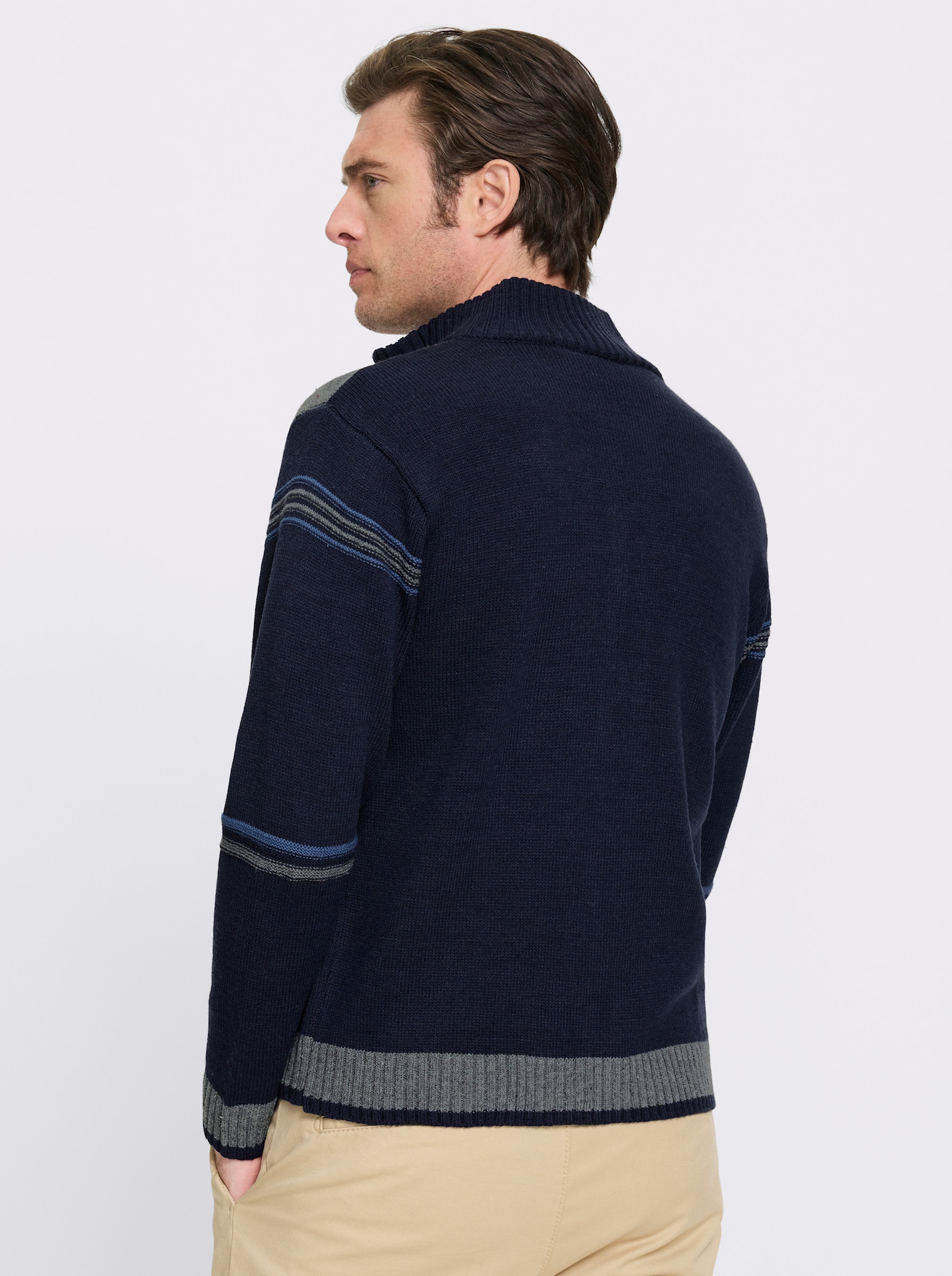 Catamaran Strickjacke mit Woll-Anteil - marine-gemustert