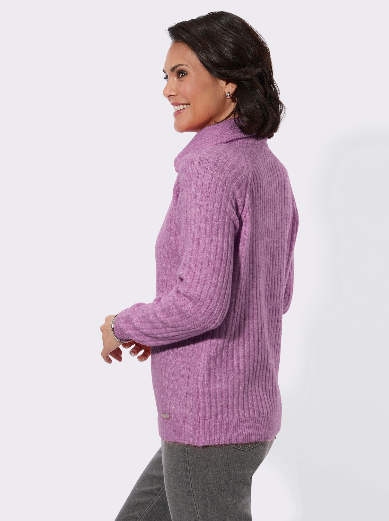 Troyer im Rippstrick - violett-meliert