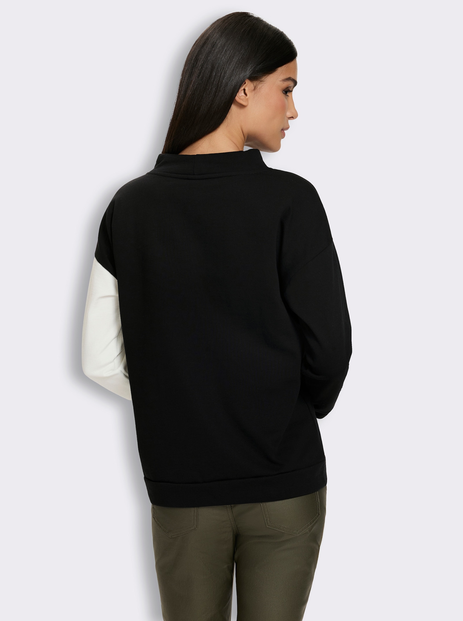 heine Sweatshirt mit Leo-Details - hellgrau-schwarz-bedruckt
