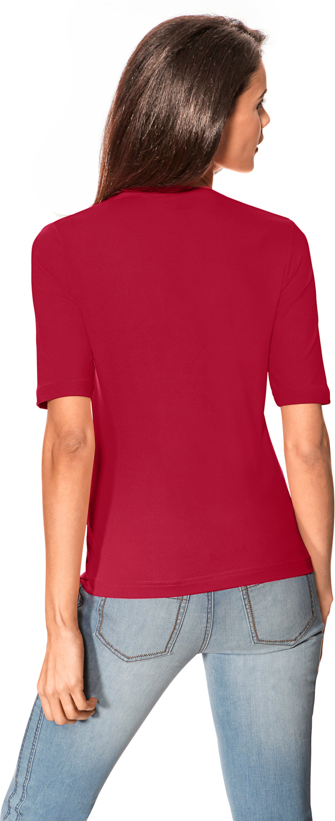 IR Mini günstig Kaufen-V-Shirt in rot von heine. V-Shirt in rot von heine <![CDATA[V-Shirt Modisches Basic mit femininem Ausschnitt. Figurbetont, mit etwas längerem Halbarm. Angenehm weiche, farbbrillante Tactel-Qualität mit Stretch-Anteil und leichtem Glanz.]]>. 