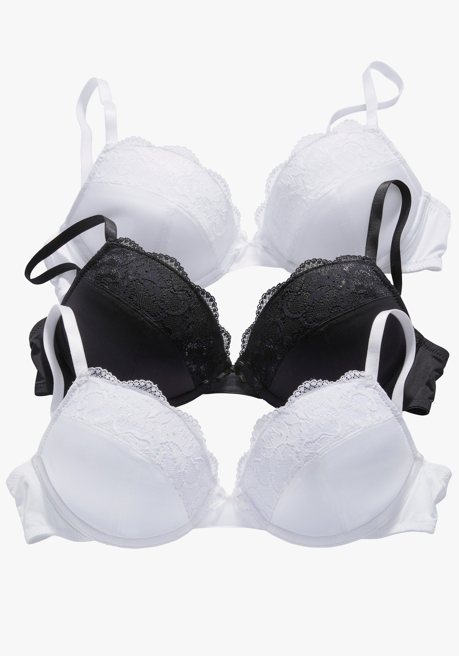 petite fleur Push-up-BH - 2x weiß + 1x schwarz