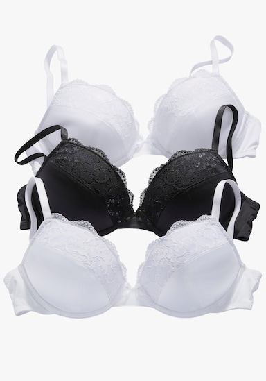 petite fleur Push-up-BH - 2x weiß + 1x schwarz