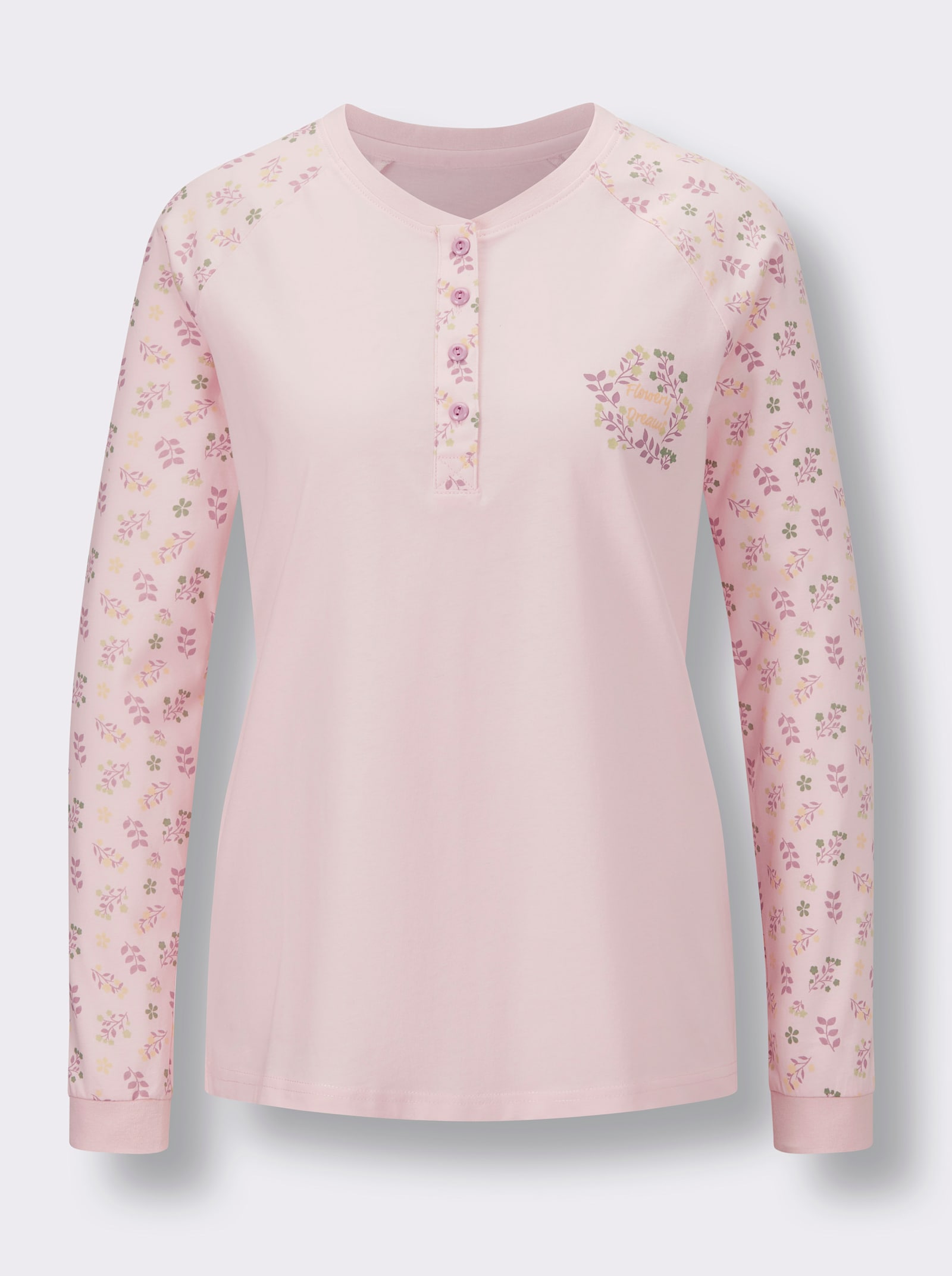 wäschepur Pyjamas med knappslå - ljusrosa-malva-med tryck