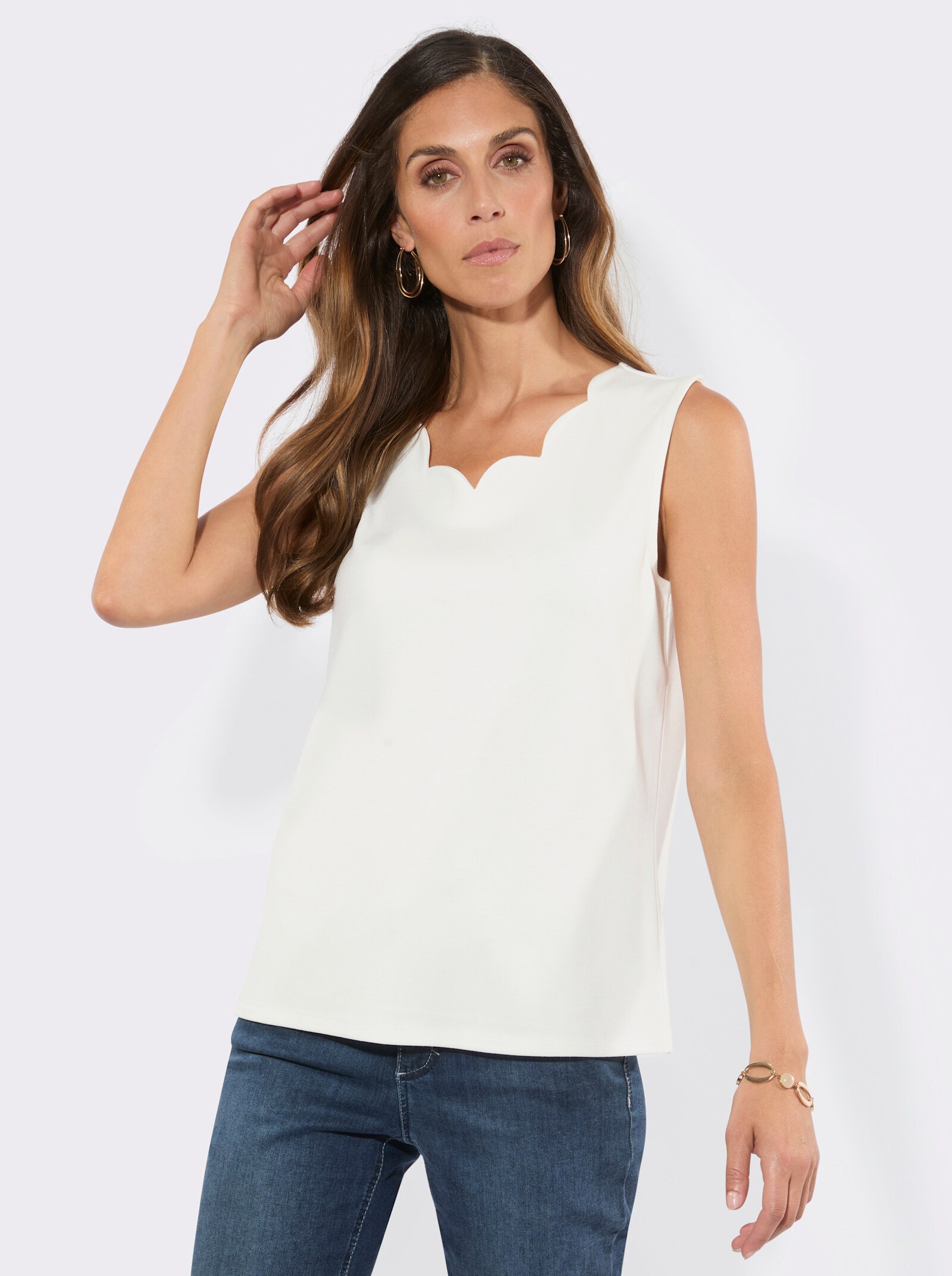 Shirttop aus Interlock-Jersey - ecru