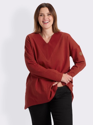 sheego Sweatshirt im schmeichelnden Vokuhila-Schnitt - kirsche