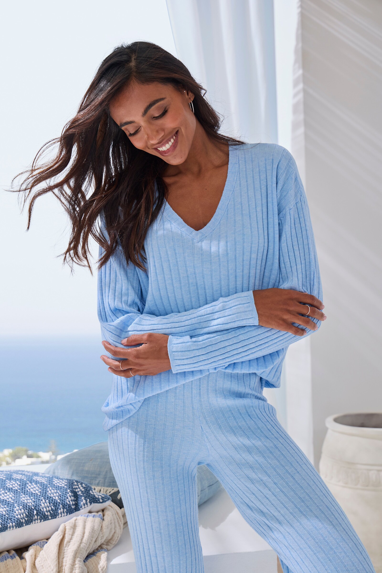 French Connection Strickpullover - blau-meliert