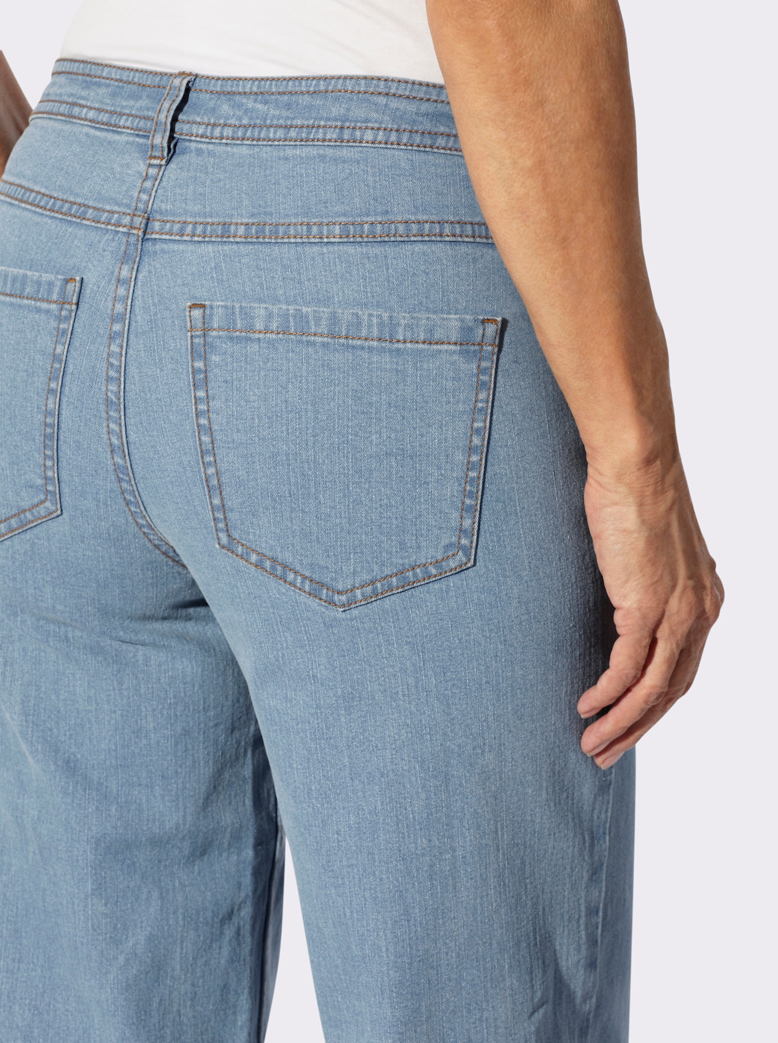 5-Pocket-Jeans mit Kontrastnähten - blue-bleached